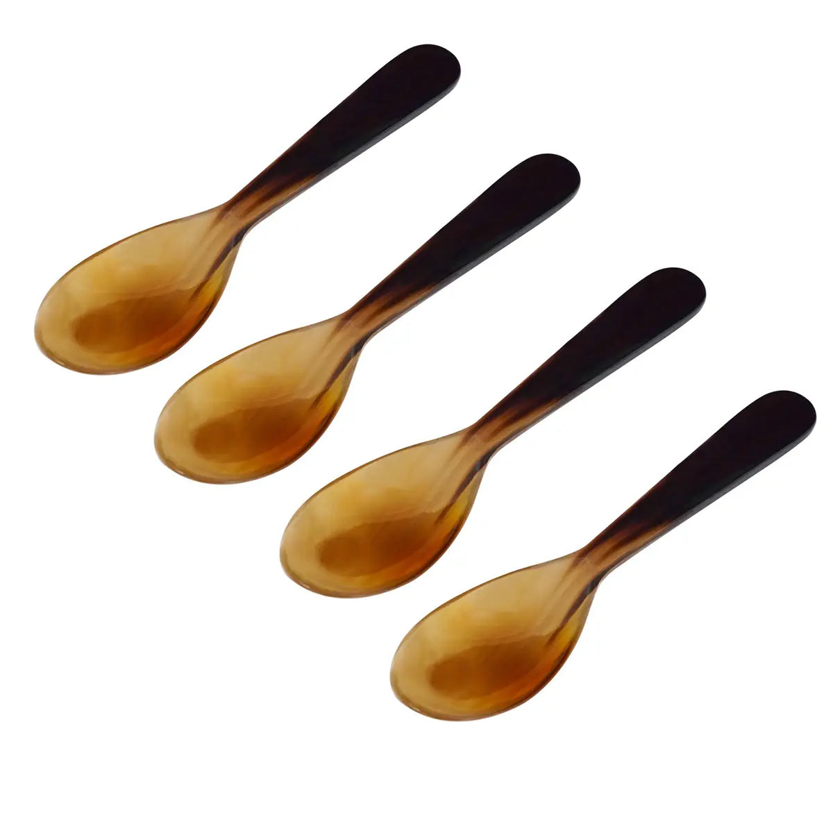 Juego de 4 cucharas de cuerno pulidas, hechas a mano