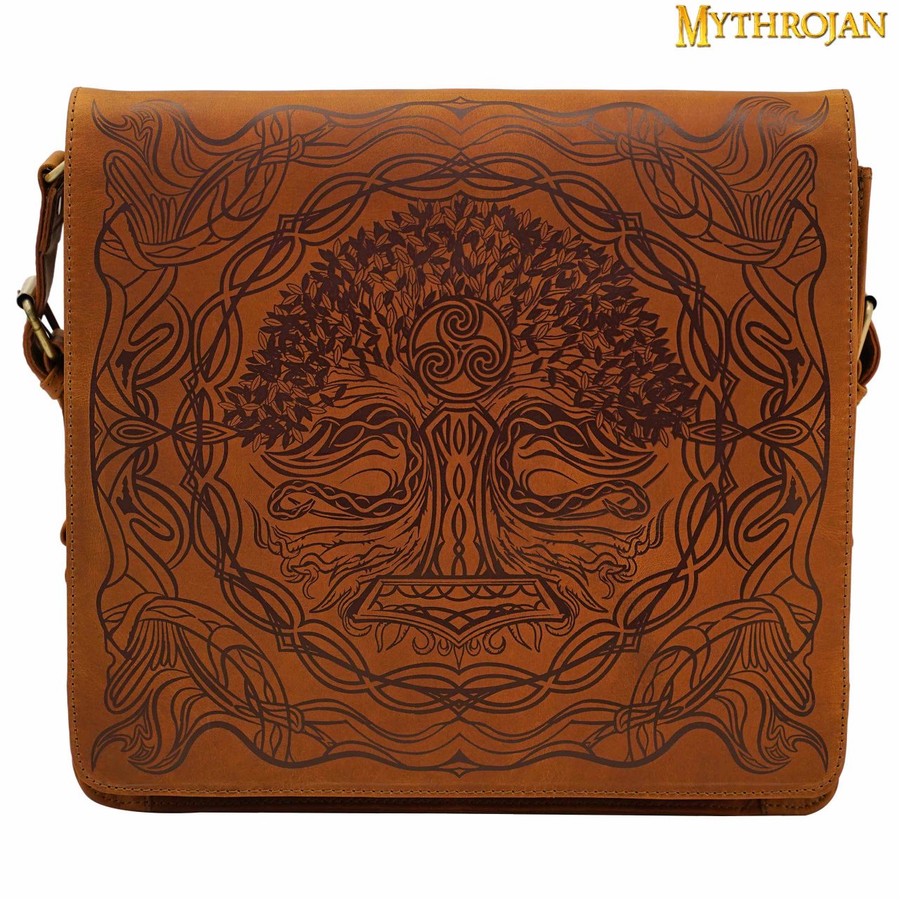 Bandolera vikingo de cuero genuino con Mjolnir - 14" - imagen 7