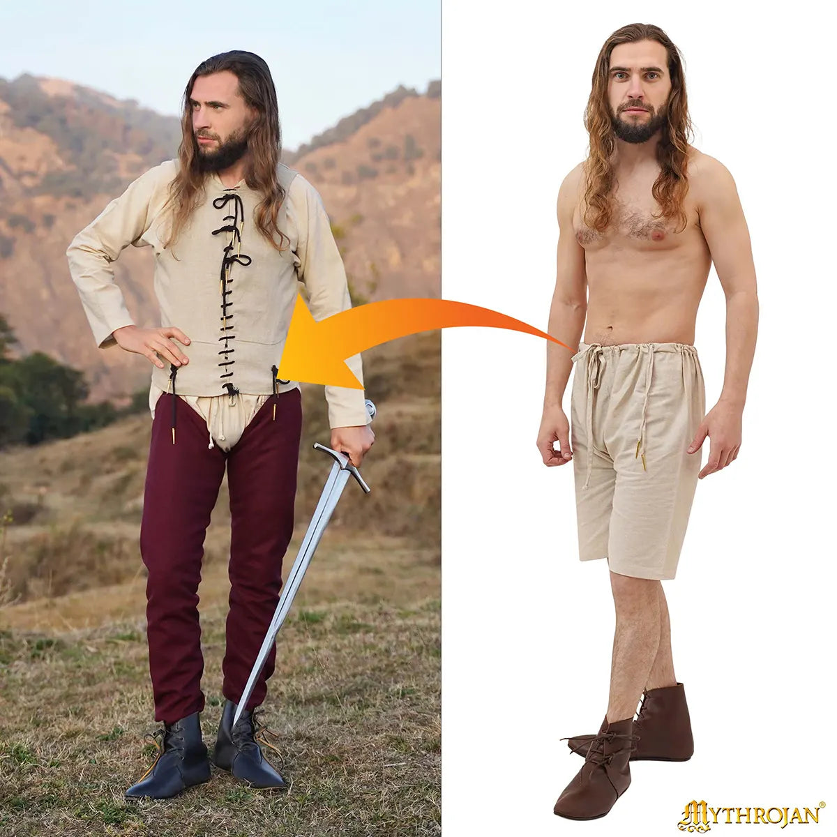 Calzones medievales de lino — Ropa interior histórica para hombre - imagen 7