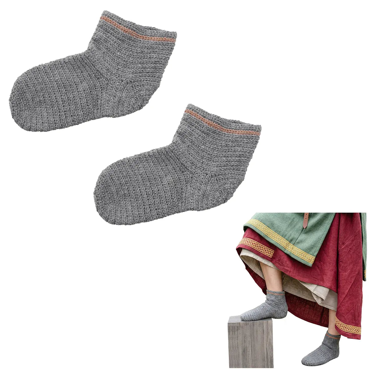 Calcetines naalbinding 100% lana - Estilo vikingo - imagen 14