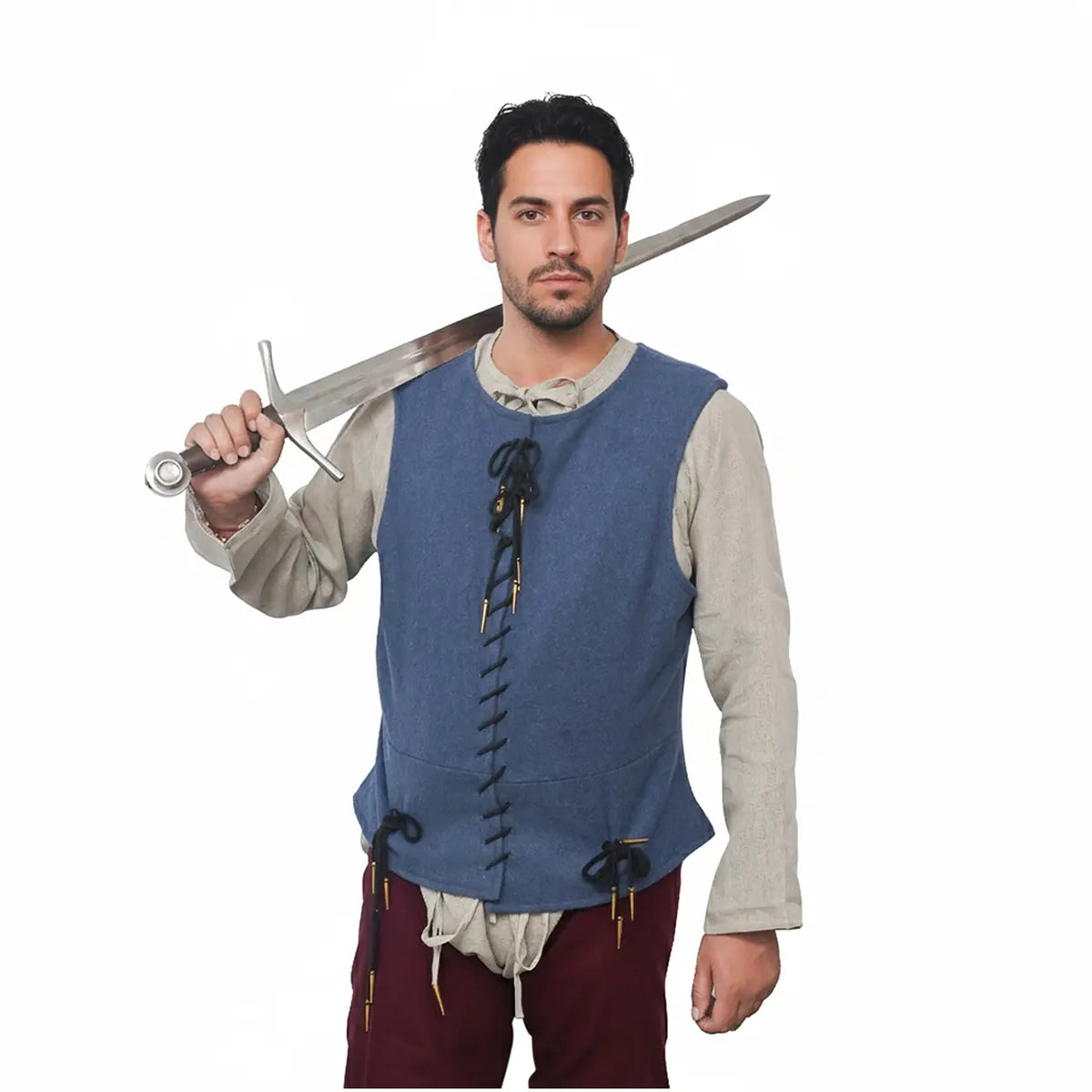 Pourpoint sin mangas tardomedieval — Chaleco de recreación para LARP y SCA