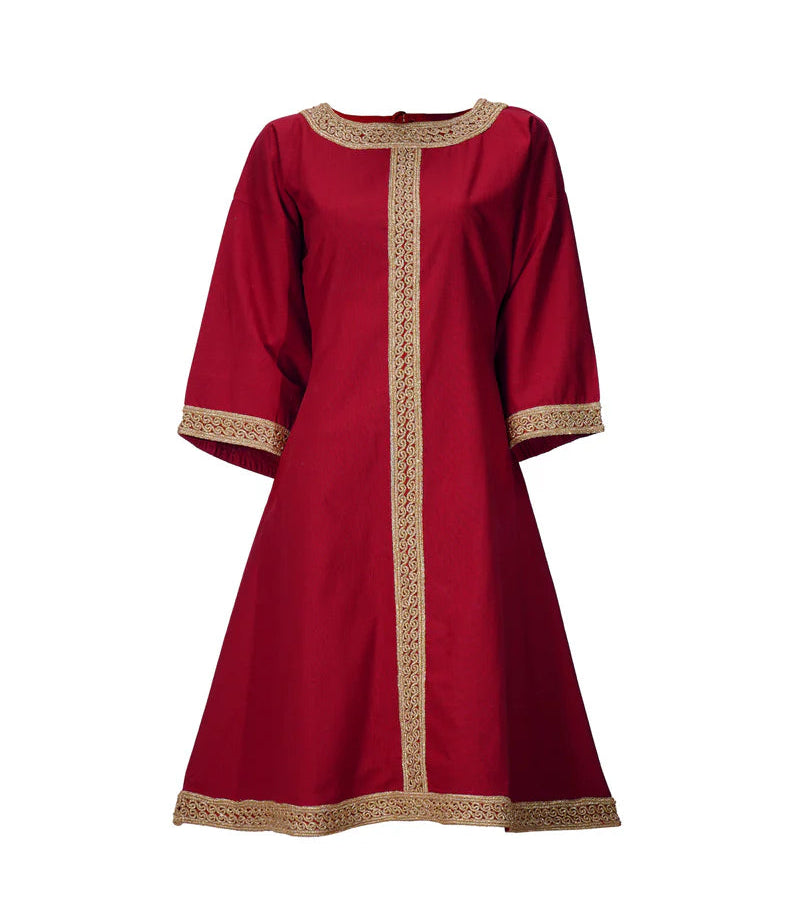 Túnica Medieval Matilde Algodón y Lino Roja - Todo Medieval