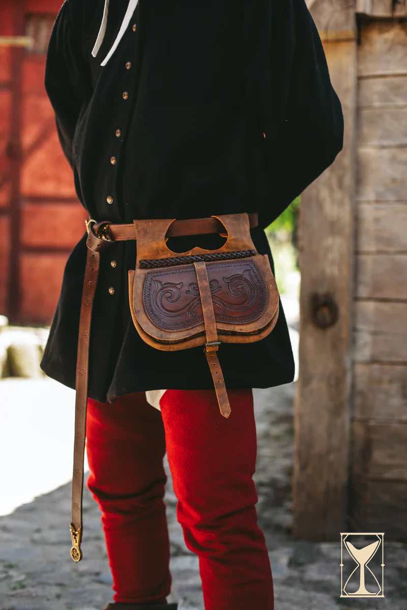 Riñonera Medieval de Cuero LARP Marrón o Negra