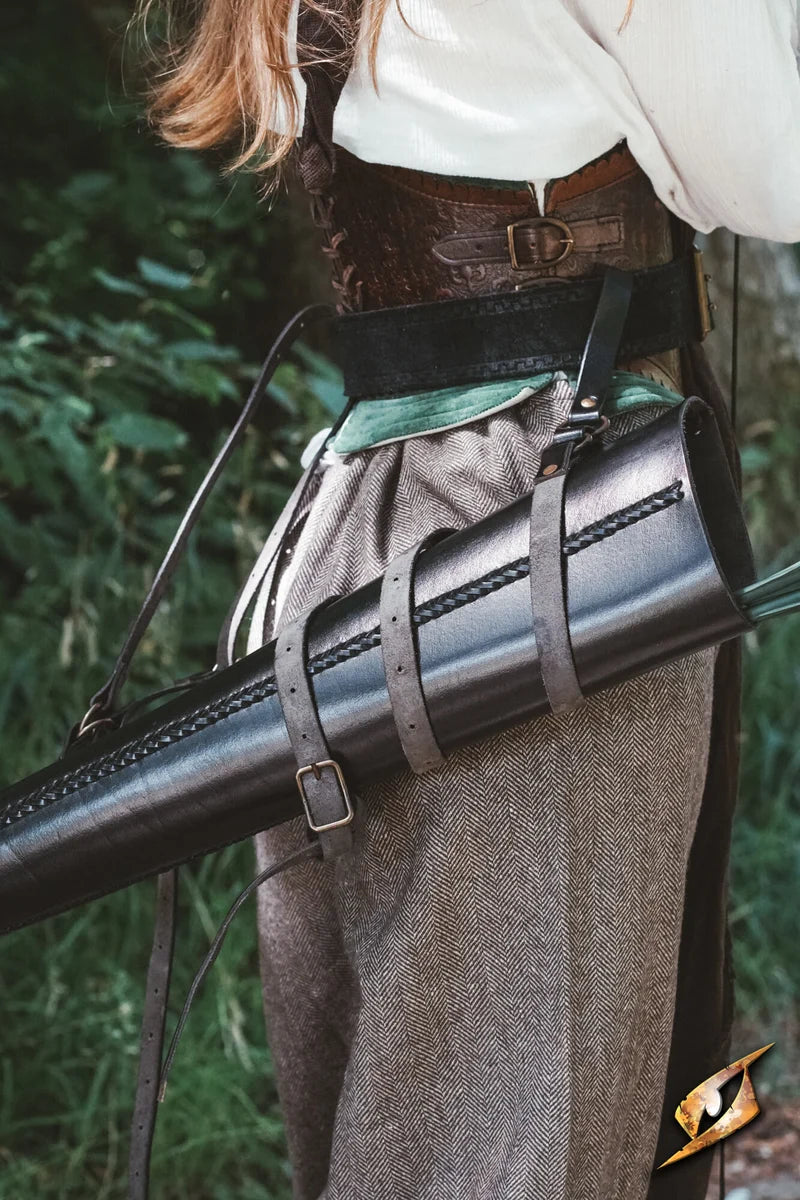 Carcaj de Cuero Curtido Vegetal - Laced Quiver para LARP y Arquería Medieval
