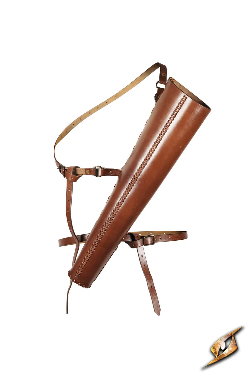 Carcaj de Cuero Curtido Vegetal - Laced Quiver para LARP y Arquería Medieval