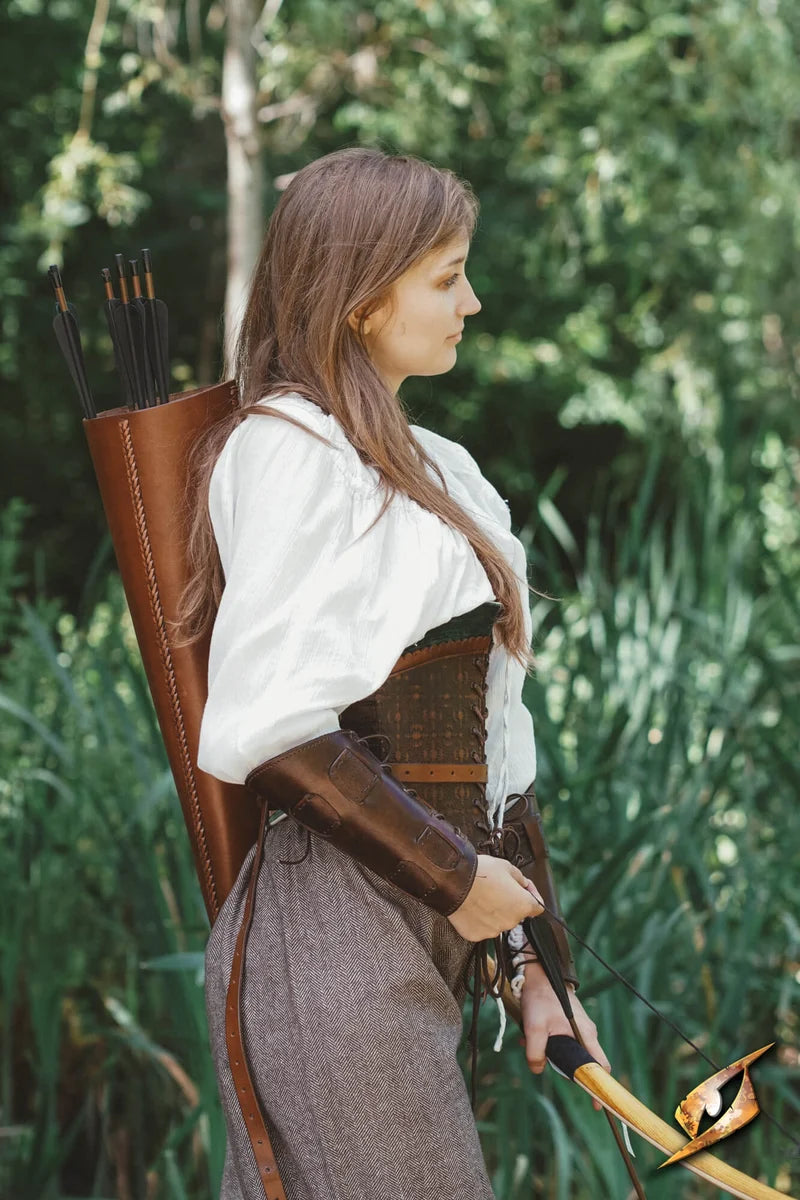 Imagen única de: Brazaletes de Cuero Curtido Vegetal Pathfinder - Protección de Antebrazo Medieval
