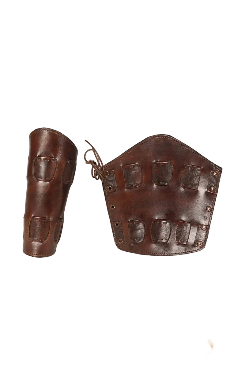 Imagen única de: Brazaletes de Cuero Curtido Vegetal Pathfinder - Protección de Antebrazo Medieval