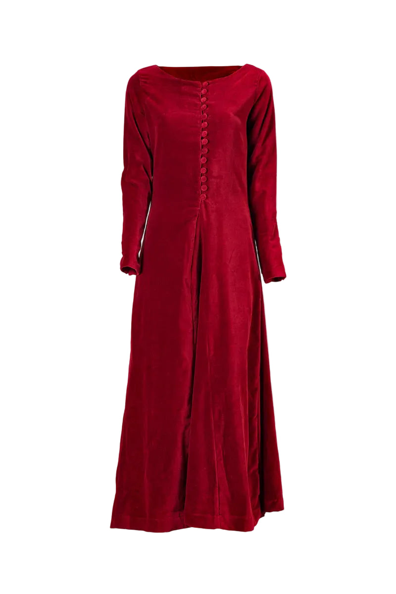 Vestido Medieval de Terciopelo Cotehardie Colette Rojo - Todo Medieval.