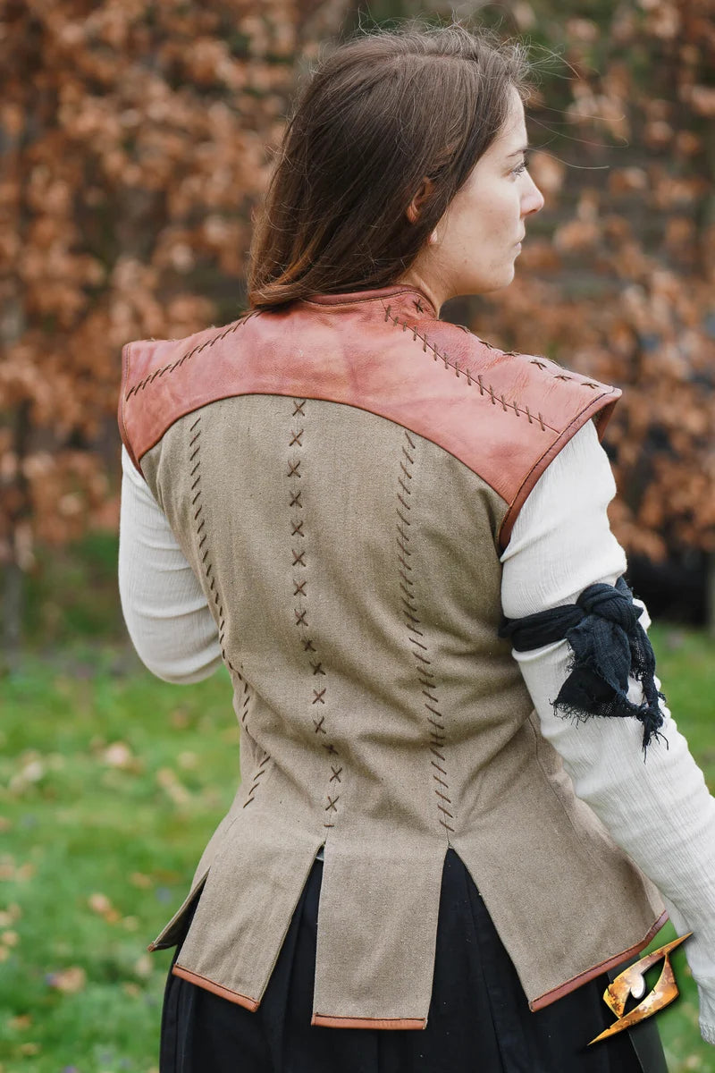 Chaleco Medieval de Lona y Cuero al Cromo Varios Colores