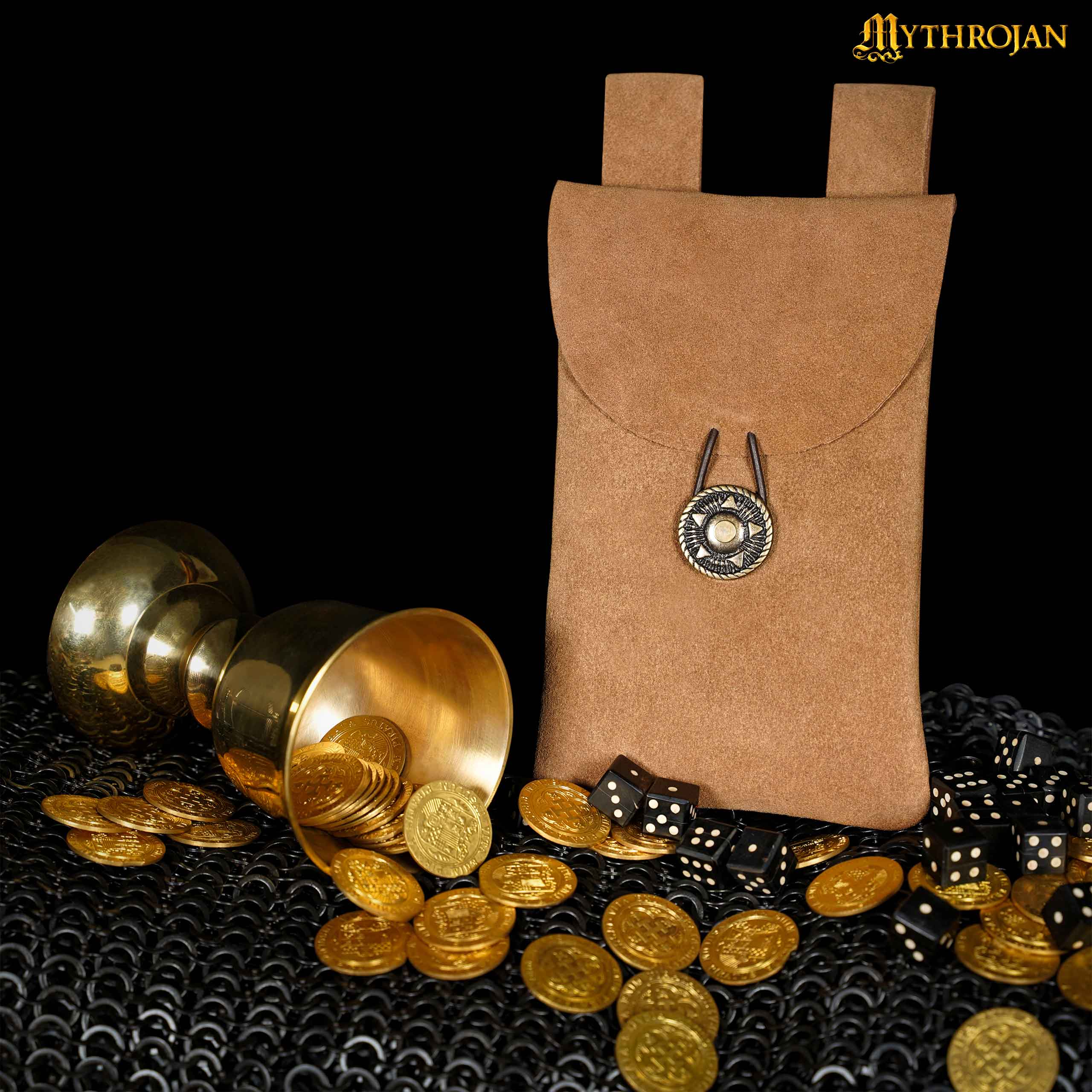 Bolsa de cinturón de gamuza Mythrojan con botón de latón - imagen 13