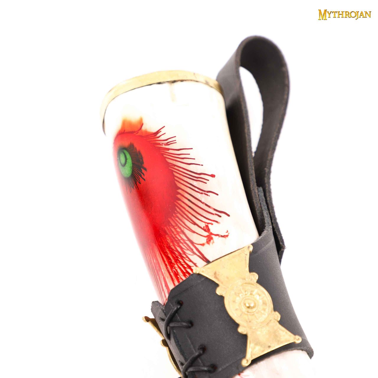Cuerno de beber vikingo 350 ml con soporte de cuero, acabado pulido - imagen 8