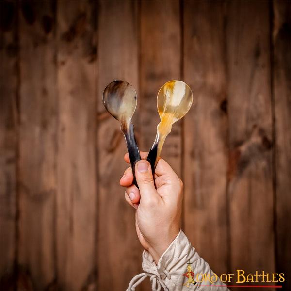 Set de 2 cucharas de mesa de cuerno genuino - estilo vikingo - imagen 5