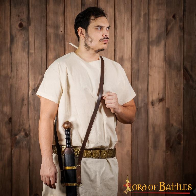 Bandolera romana de cuero genuino para espada — hecha a mano - imagen 17