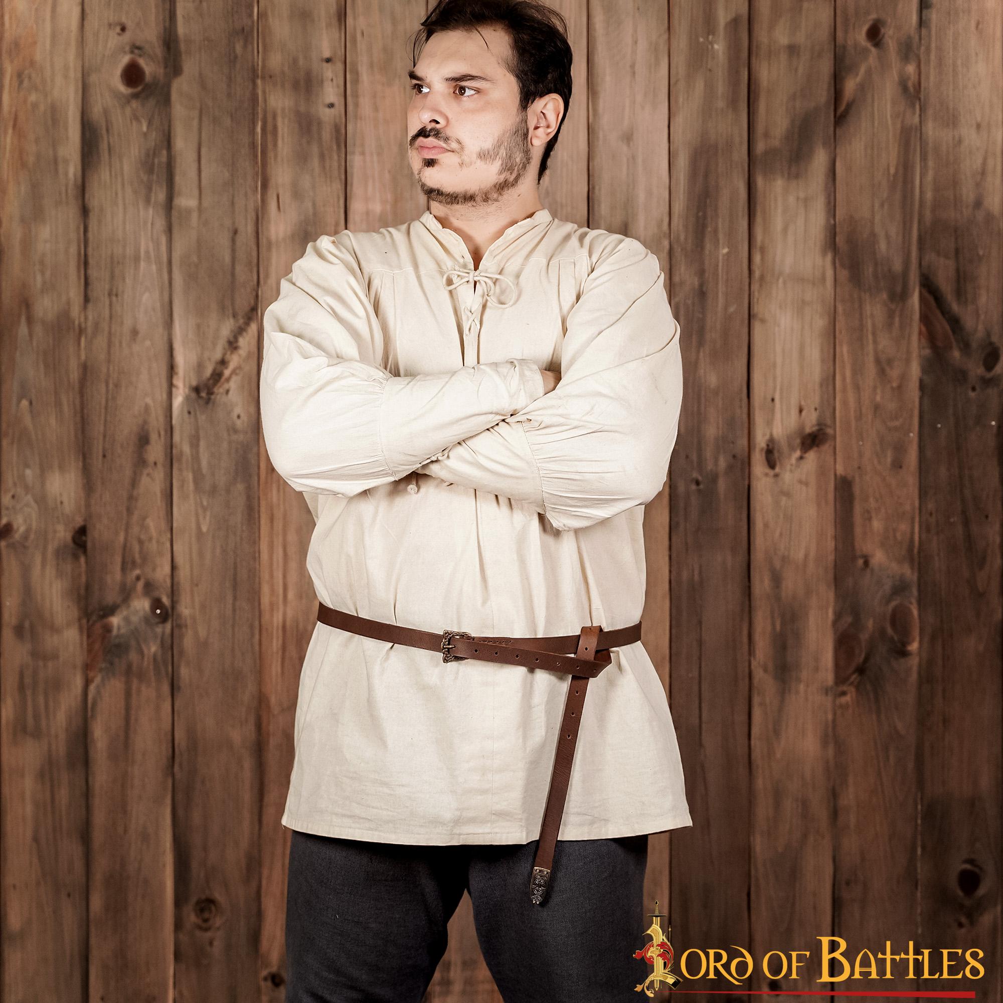 Cinturón vikingo de cuero Birka con hebilla de latón envejecido - imagen 14