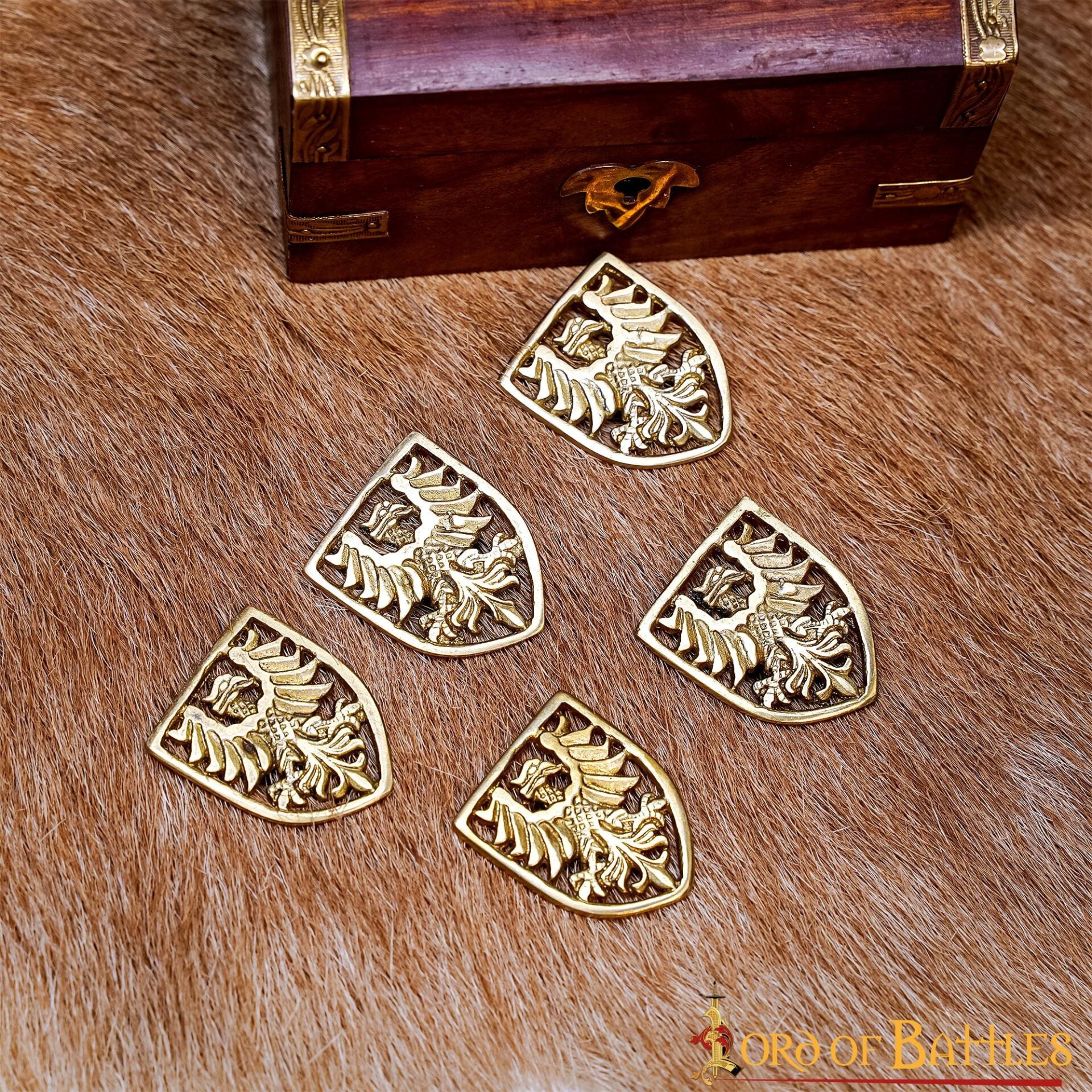 Escudo Heráldico de Águila Adornos de Latón - Juego de 5 Monturas Decorativas Medievales - Imagen 14