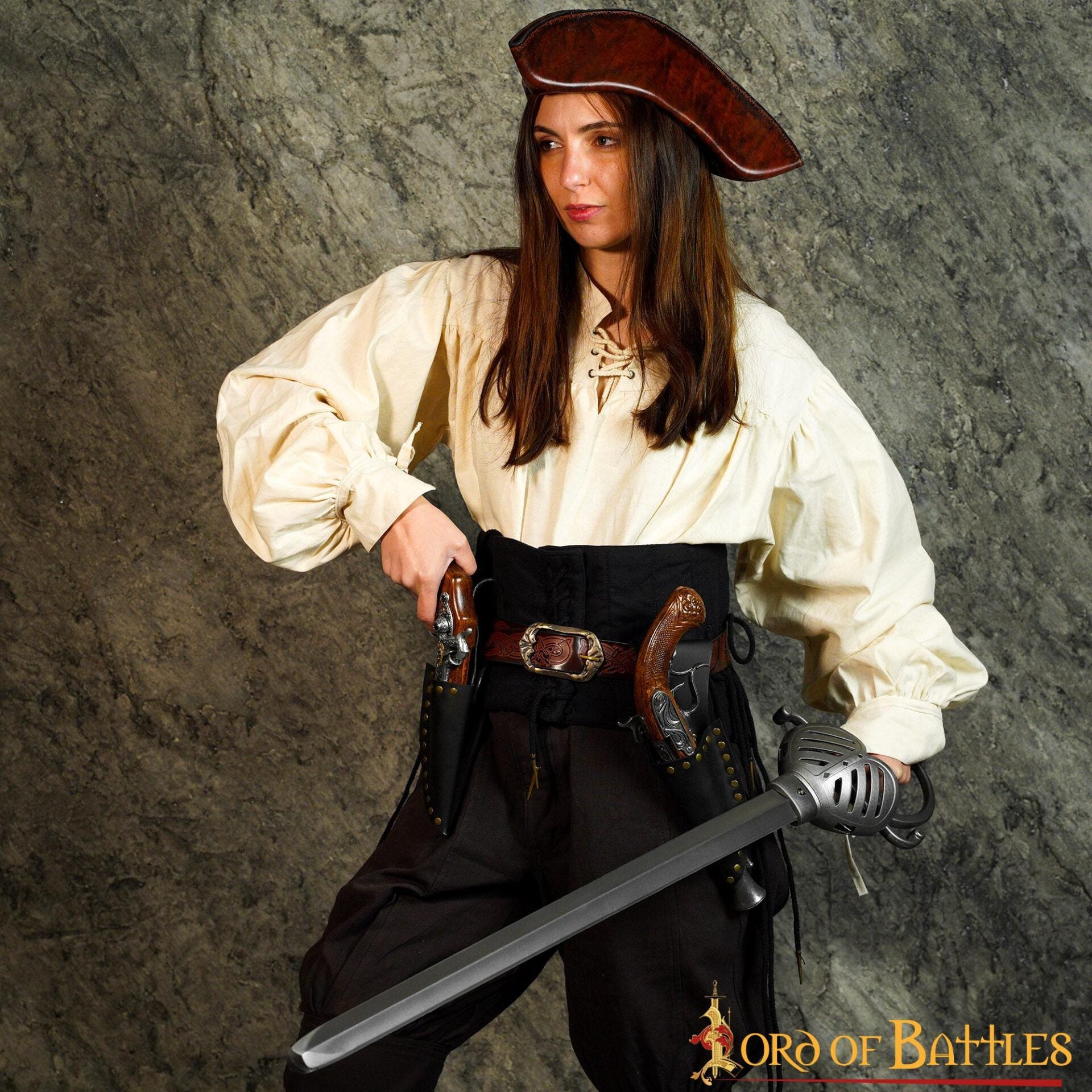 Pistolera de cuero para pistola - soporte de cinturón para cosplay pirata