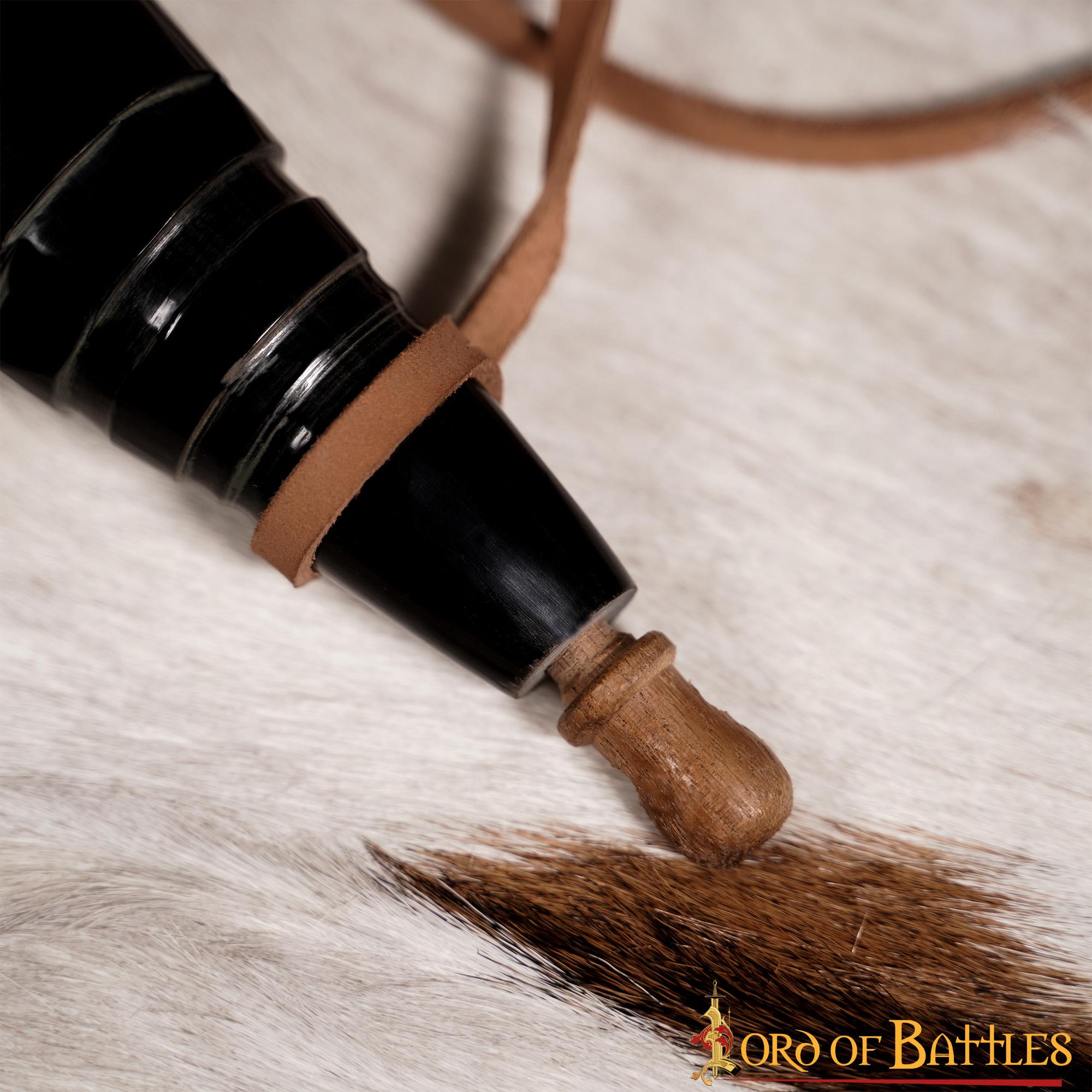 Cuerno de pólvora vikingo funcional (cuerno genuino) - imagen 5