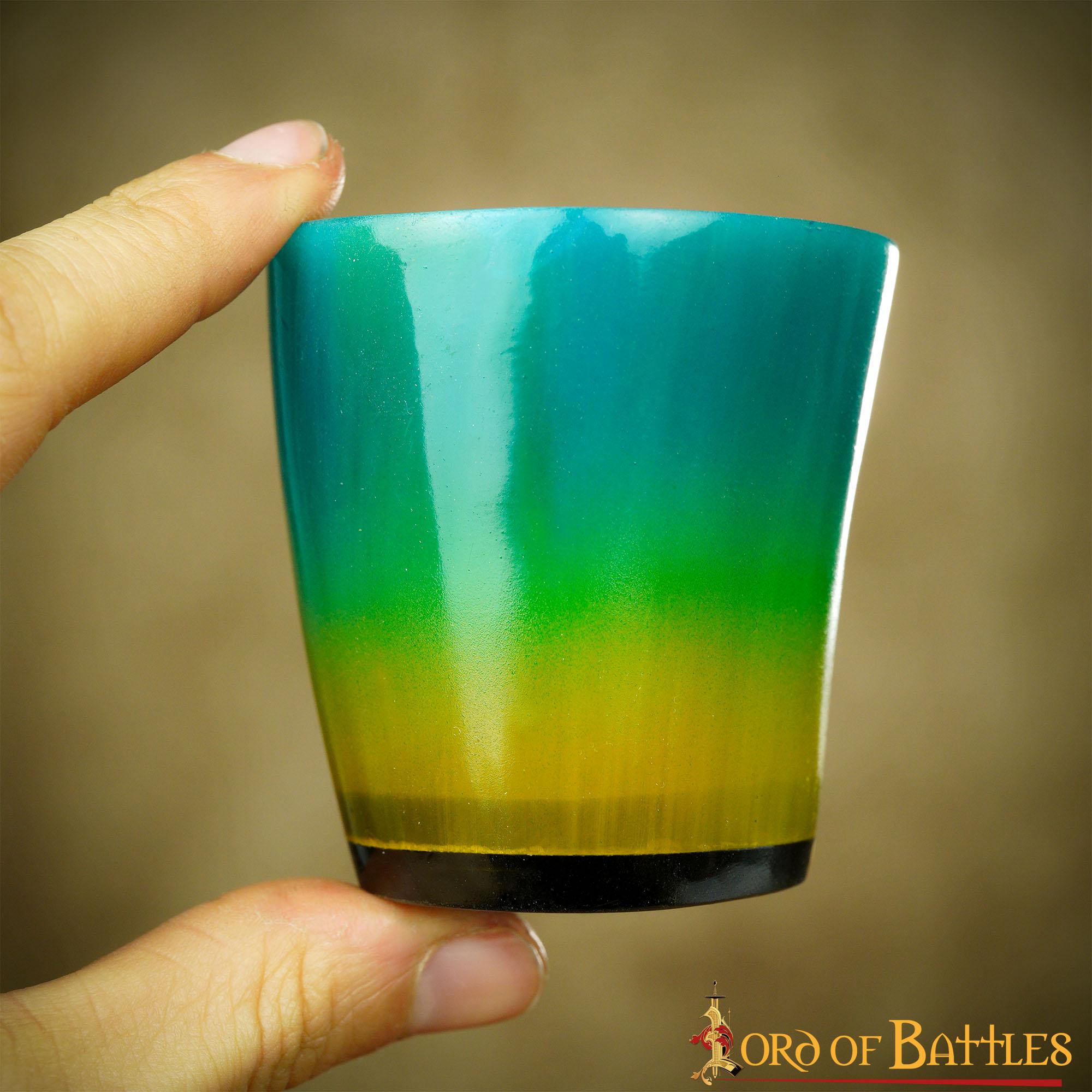 Vaso de chupito medieval de cuerno de buey hecho a mano - colorido - imagen 6