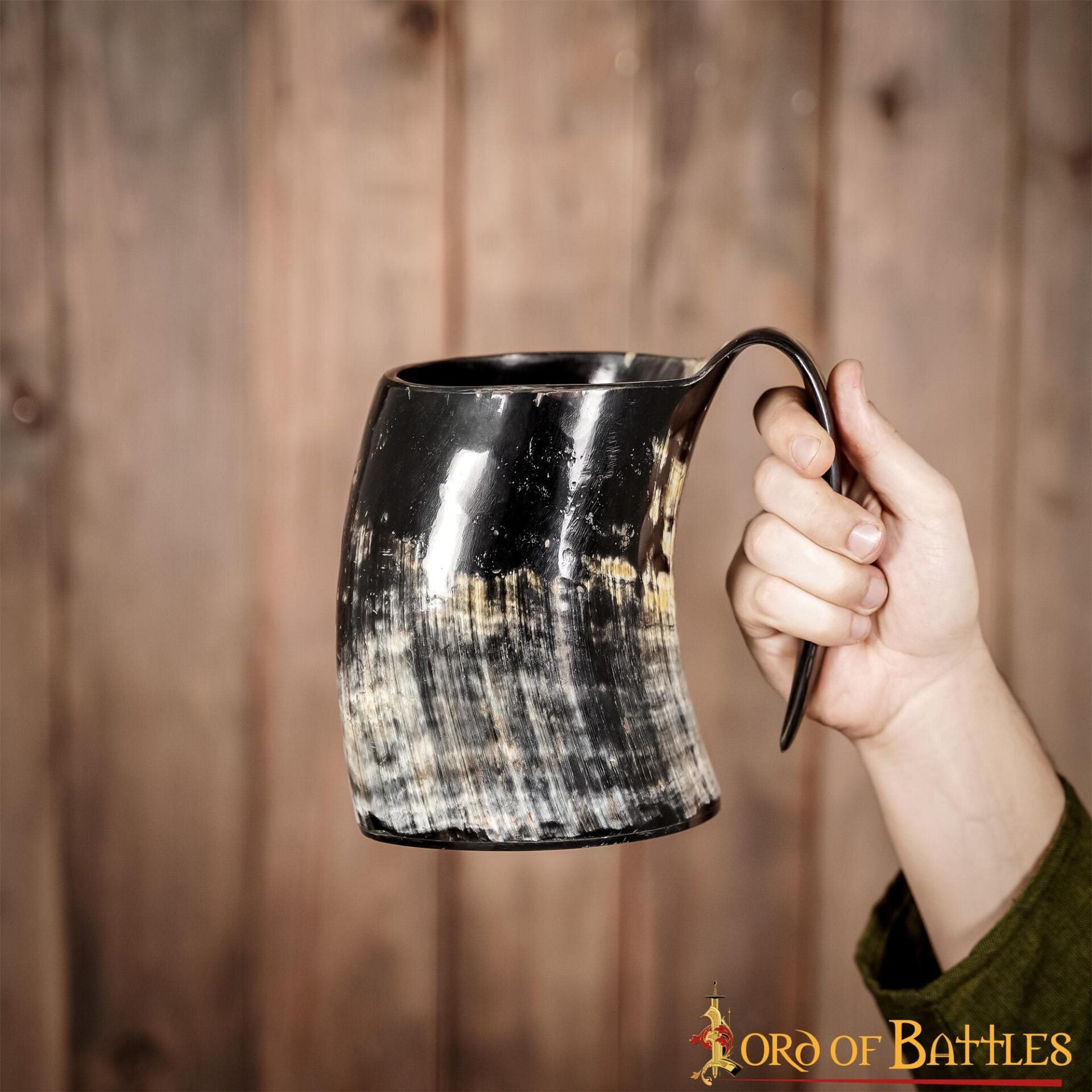 Jarra vikinga de cuerno natural pulido con asa (600/800 ml) - imagen 12