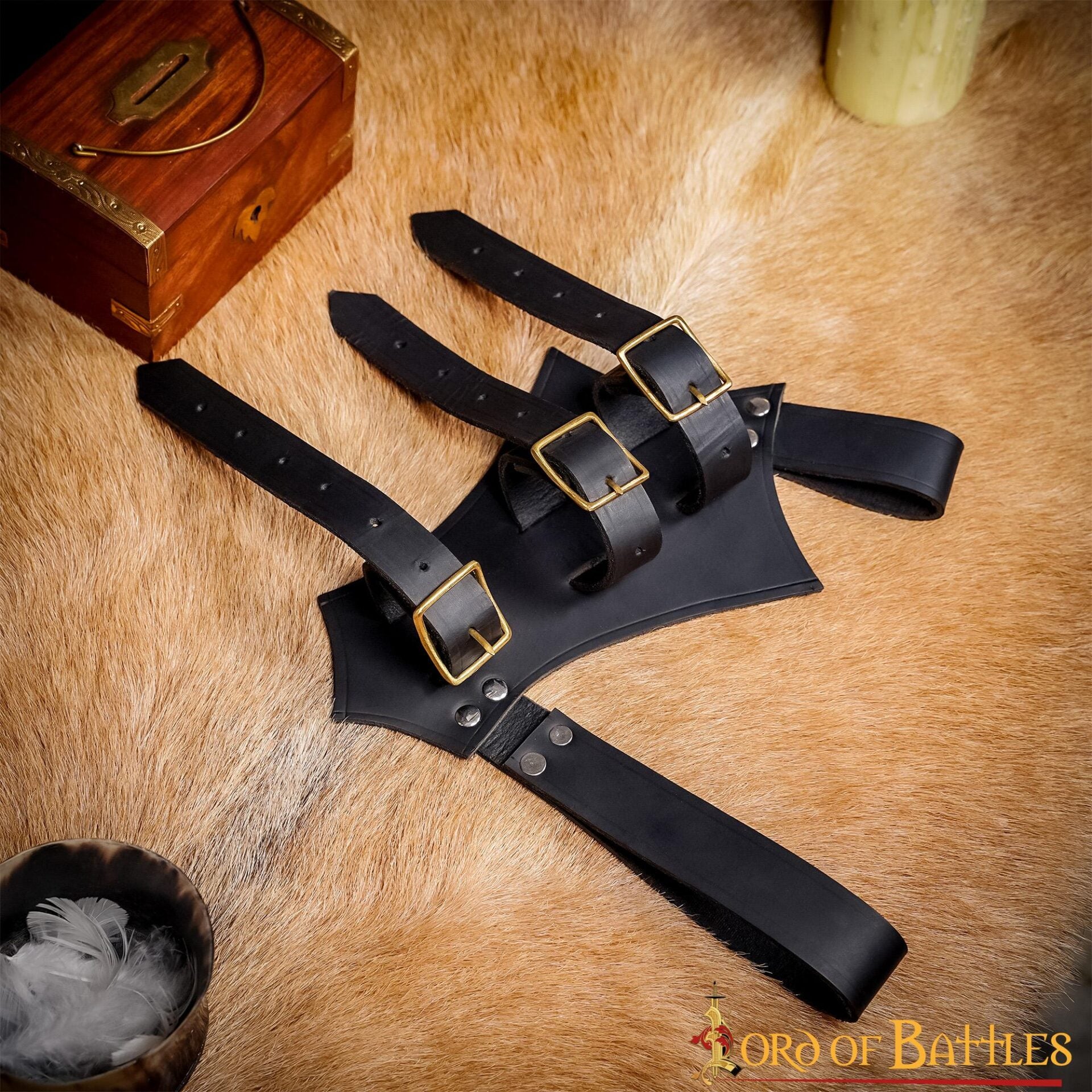 Colgador medieval de cuero para espada y hacha, hecho a mano — 27.9 cm - imagen 8