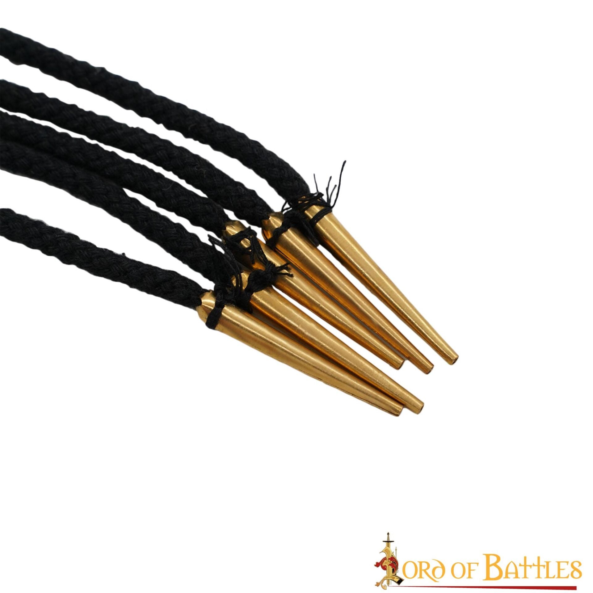 Imagen única de: Cordones de Algodón Negro con Remates de Latón Macizo - Juego de 5 Corbatas Medievales