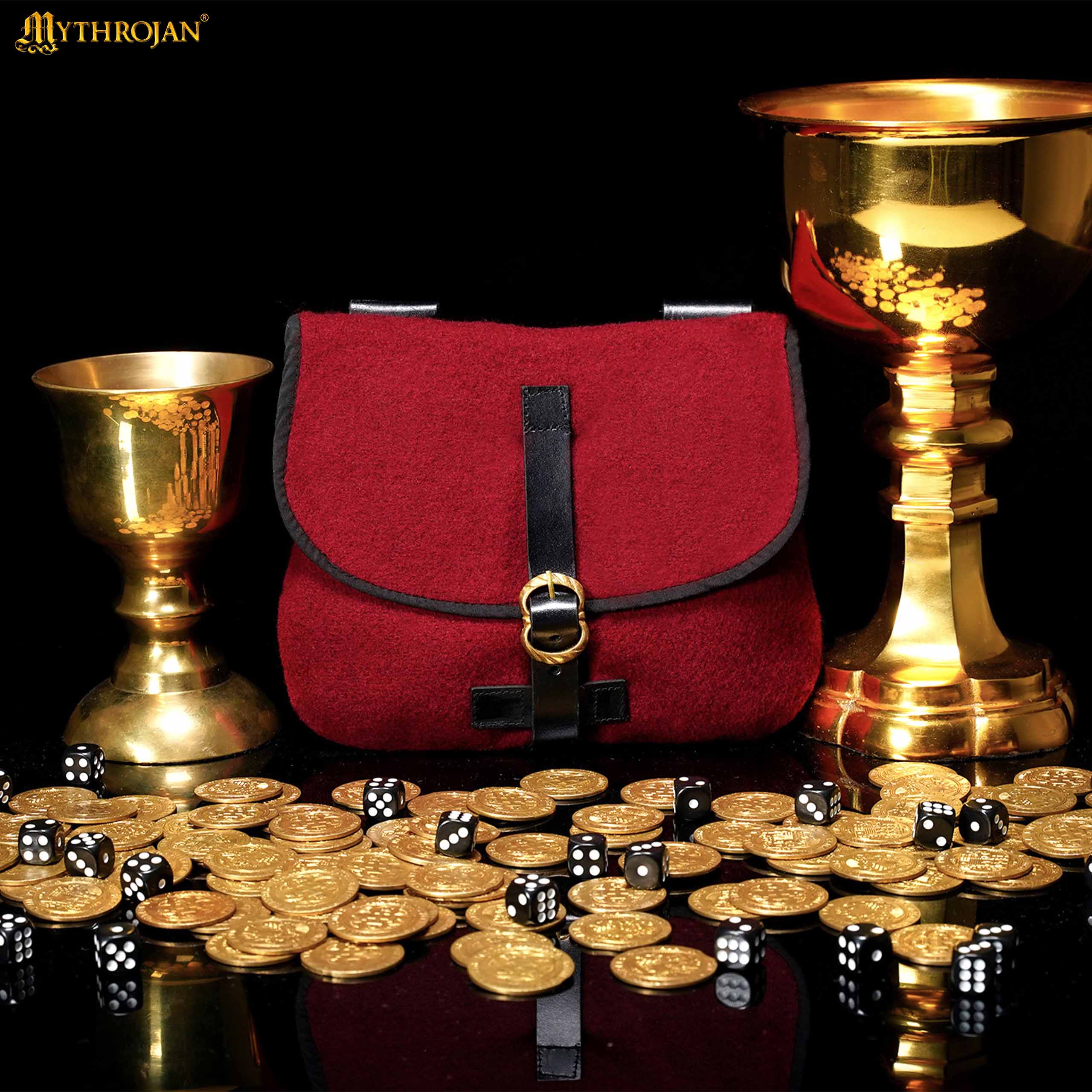 Bolsa de cinturón medieval Mythrojan - Verde - Granate