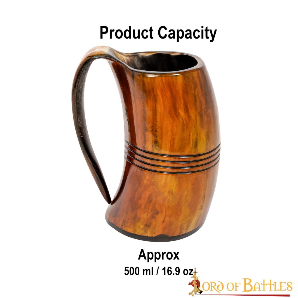 Jarra vikinga de cuerno de buey 500 ml - hecha a mano - imagen 11