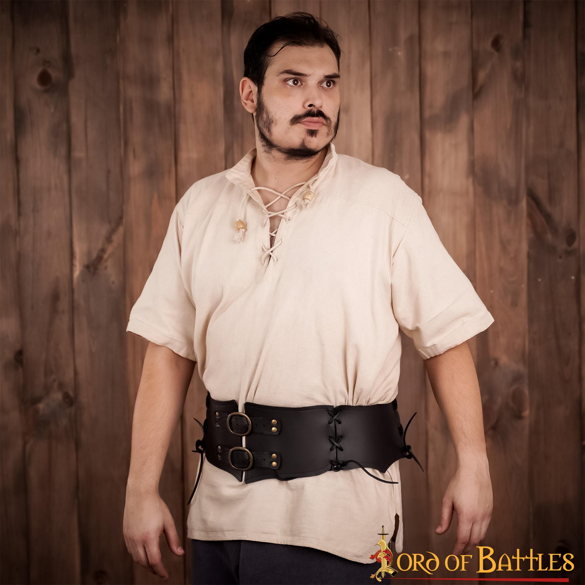 Cinturón vikingo de cuero artesanal con hebillas de latón