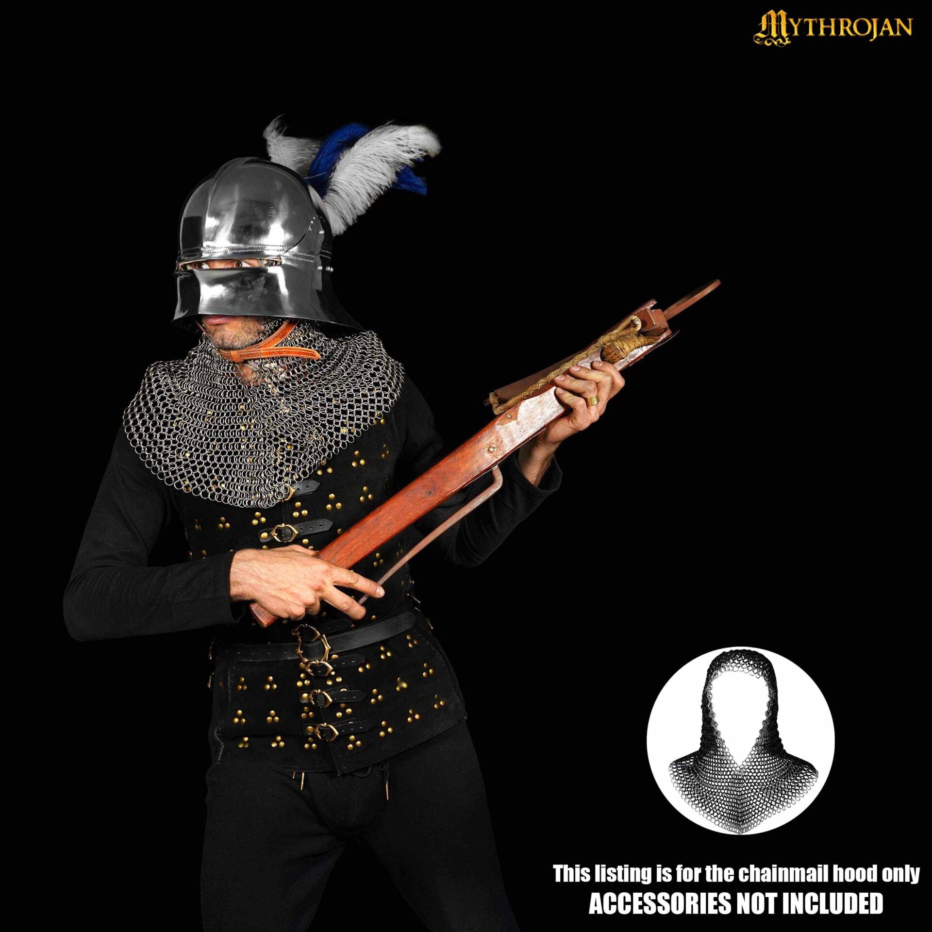 Imagen única de: Cofia de Cota de Malla con Cara en V - 10 Mm, Calibre 16 de Acero Inoxidable, Libre de Óxido - Ideal para Larp, Cosplay y Disfraces de Cine Medieval