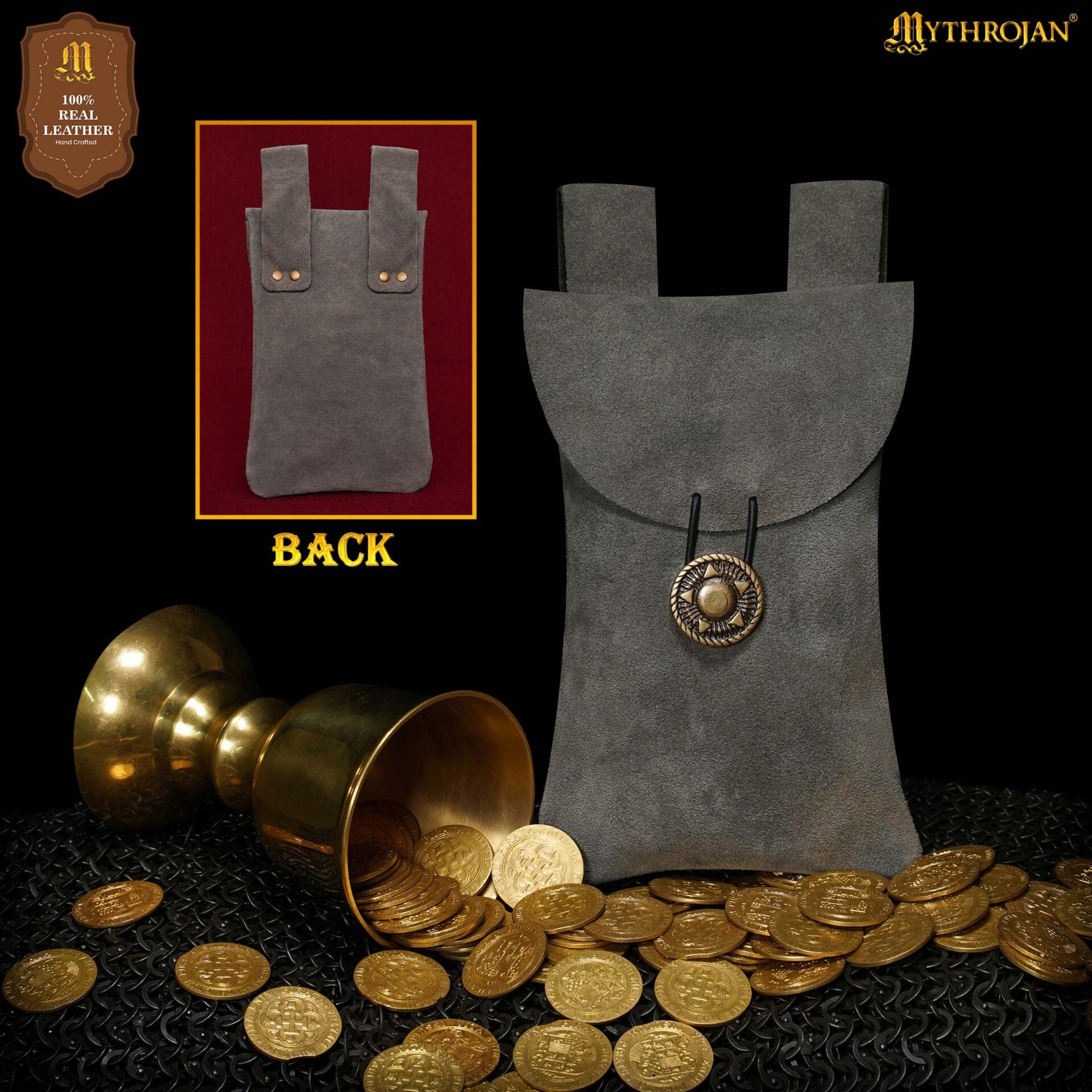 Bolsa de cinturón de gamuza Mythrojan con botón de latón - imagen 20