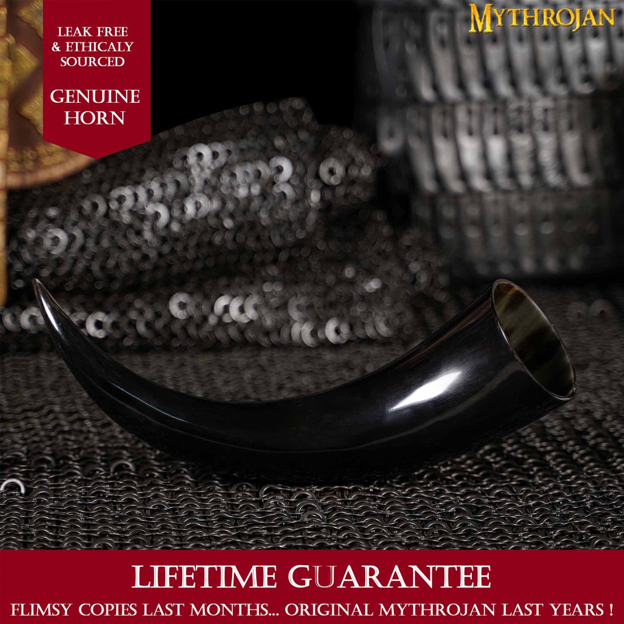 Cuerno vikingo para beber — 500 ml, estilo medieval - imagen 3