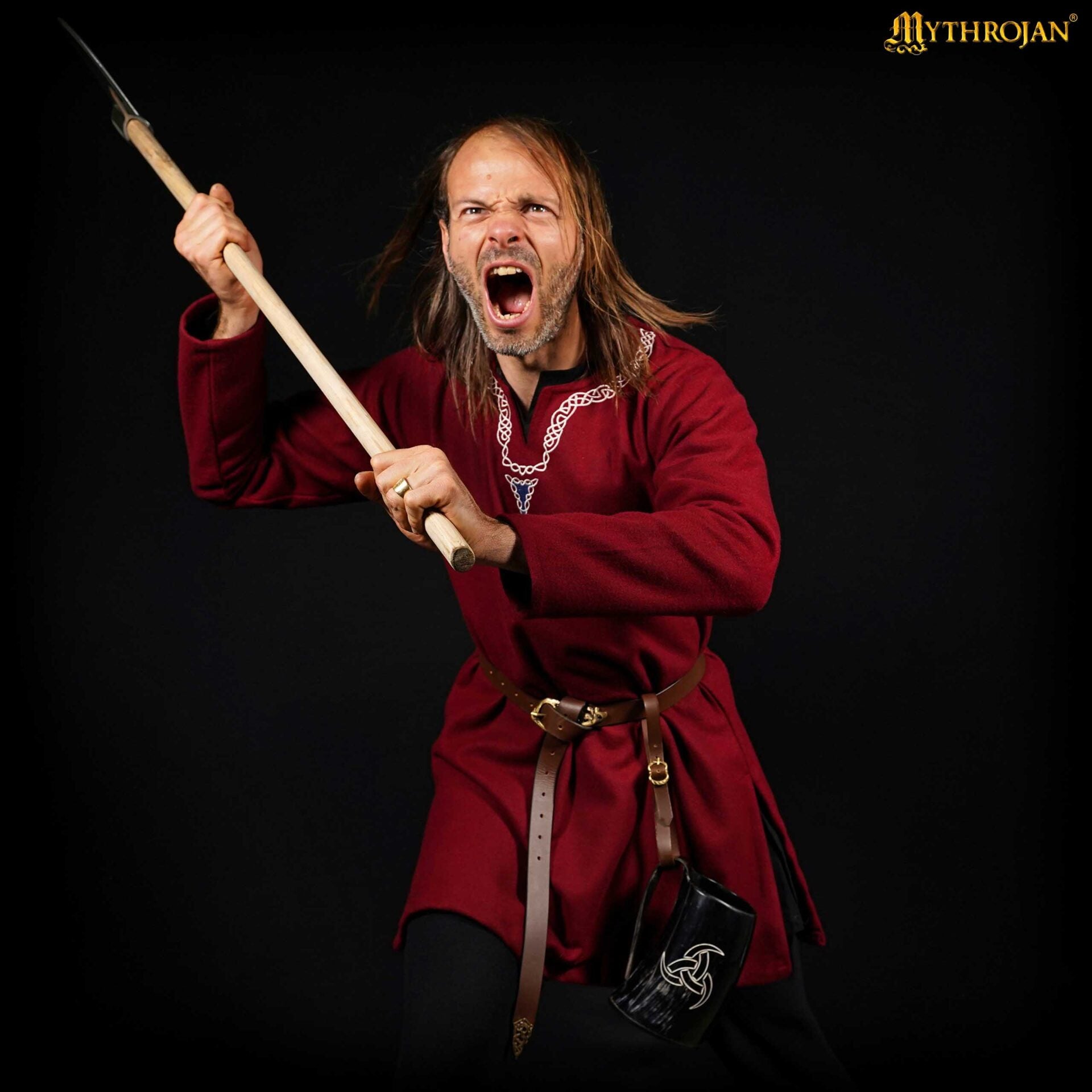 Jarra vikinga Mythrojan con correa de cuero y bolsa - imagen 8
