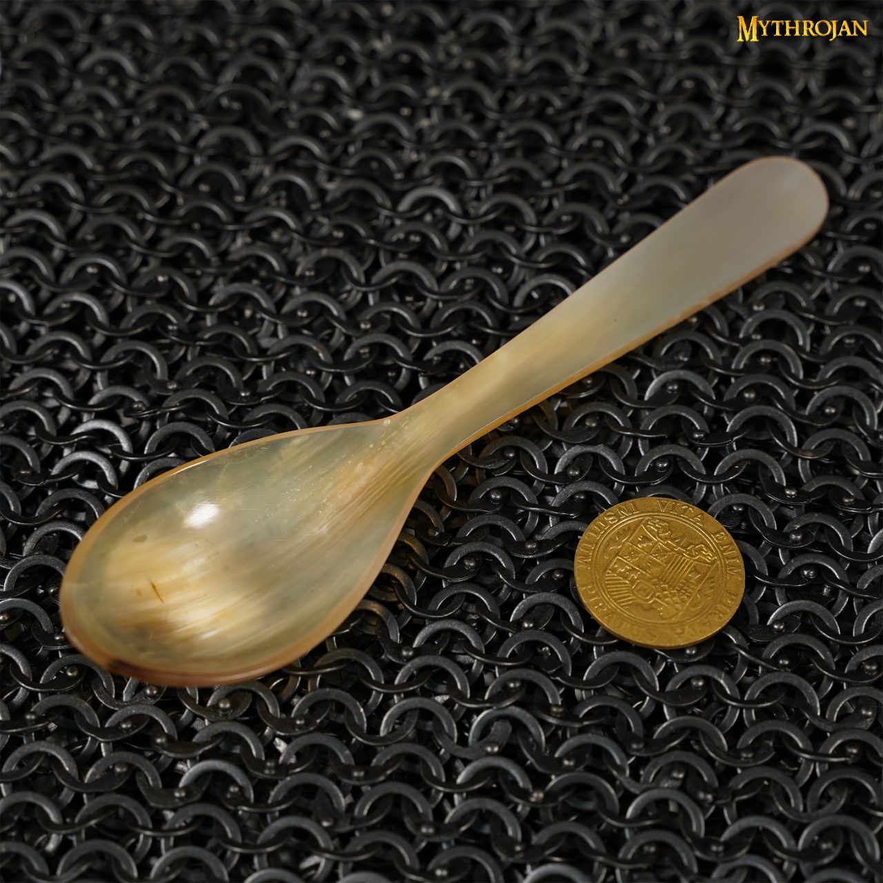 Juego de 4 cucharas de cuerno pulido hechas a mano para recreación - imagen 2