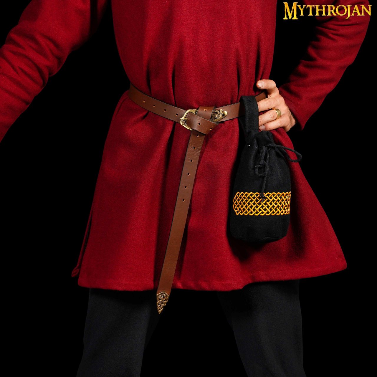 Zurrón medieval de lana bordado con cordón - imagen 8