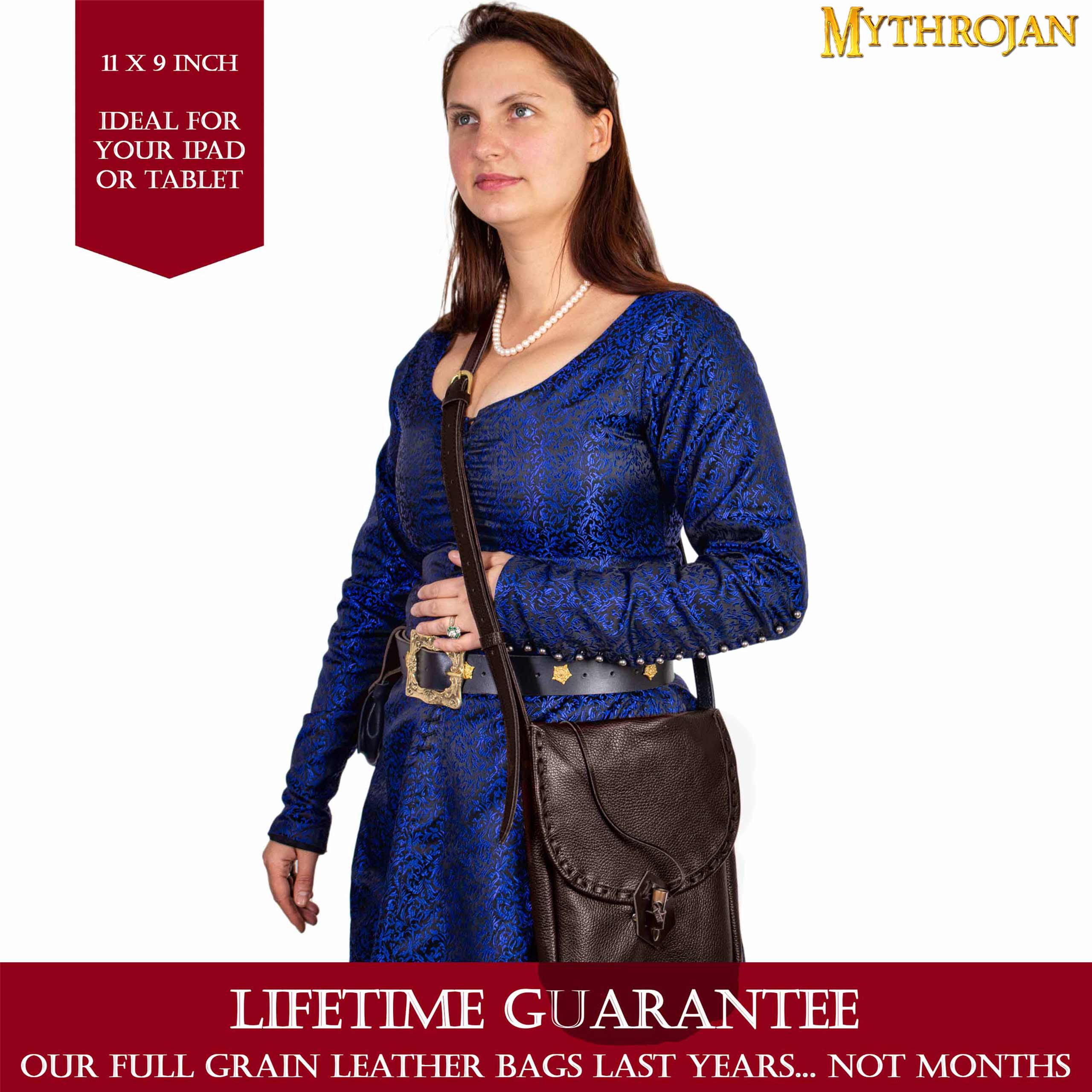 Bolsa mensajera medieval de cuero Mythrojan - imagen 16