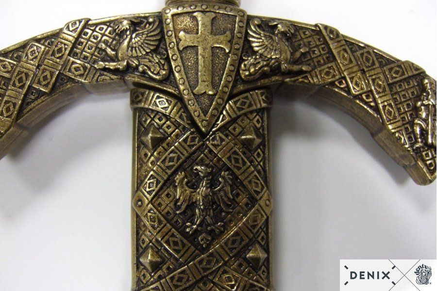 Espada Templaria con Vaina Roja de Color Bronce - Siglo XII