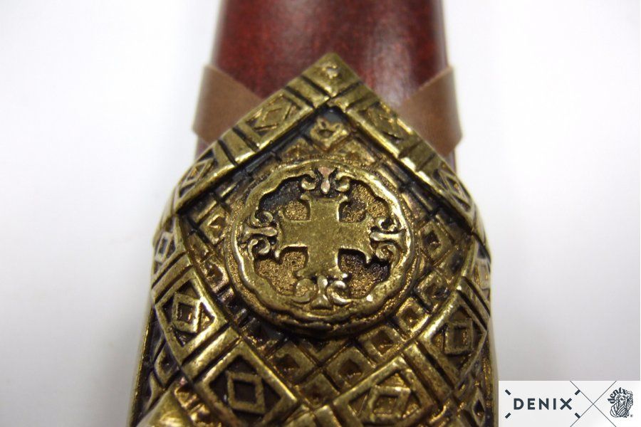 Espada Templaria con Vaina Roja de Color Bronce - Siglo XII