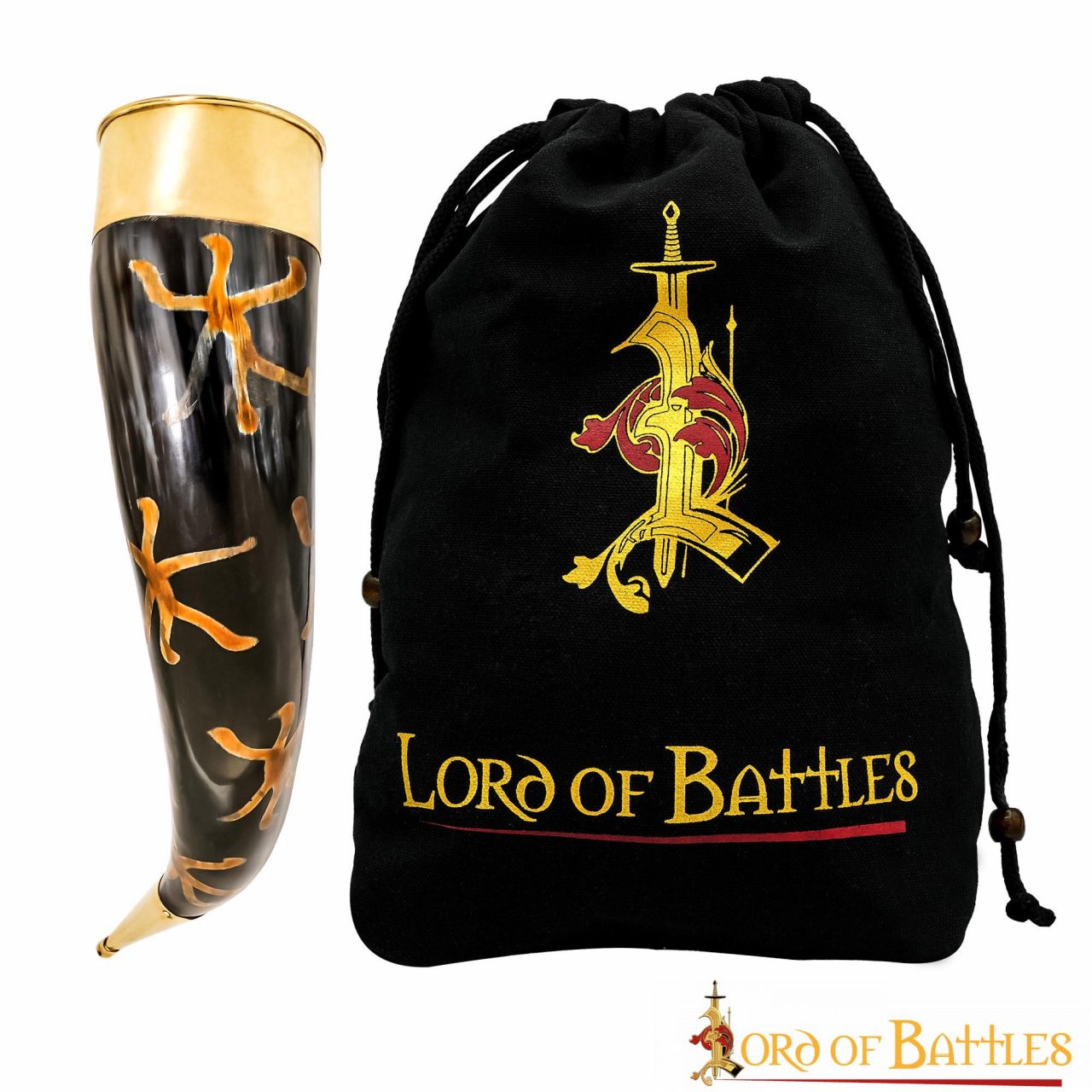 Cuerno de beber medieval 300–400 ml, cuerno bovino artesanal