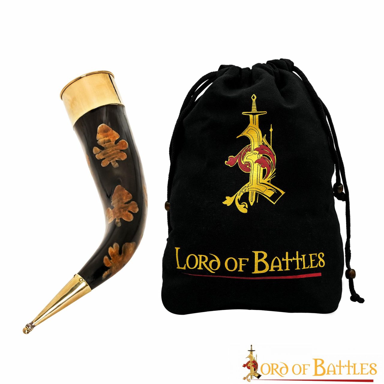 Cuerno ceremonial de beber 300–400 ml, cuerno bovino hecho a mano