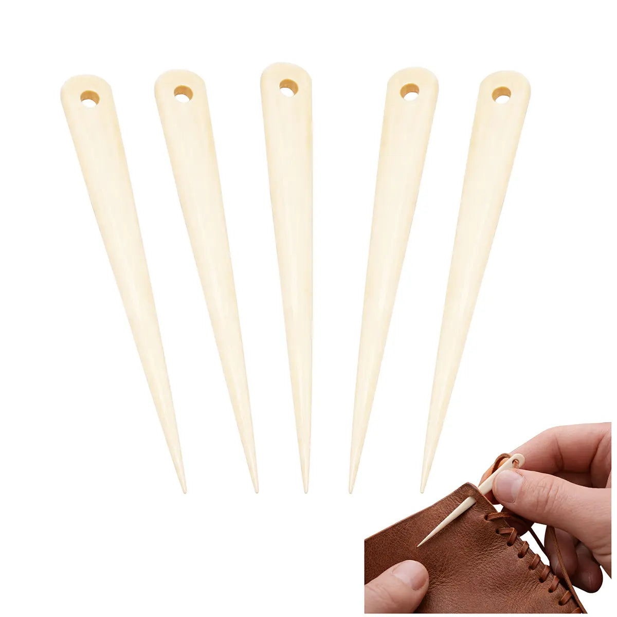 Imagen única de: Agujas de hueso vikingas para coser set 7 cm, ojo 7 mm