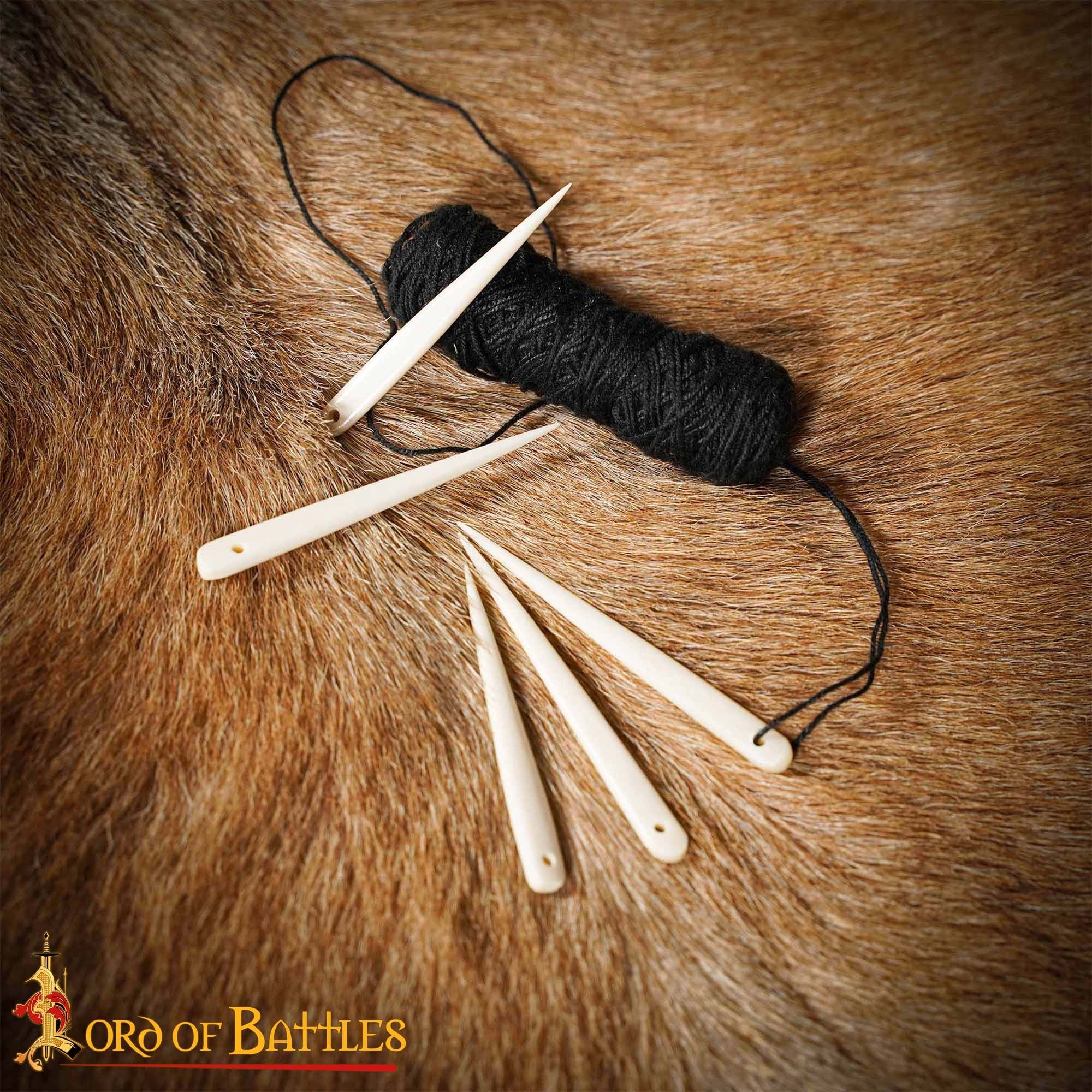 Agujas de hueso vikingas para coser — set 7 cm, ojo 7 mm - imagen 15