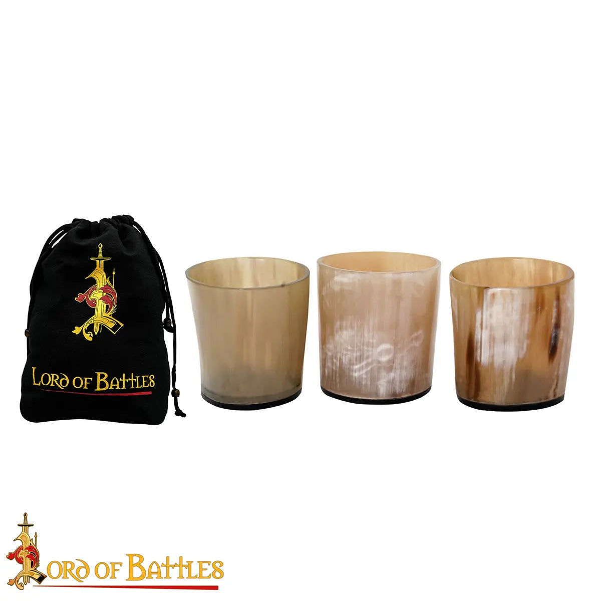 Conjunto de 3 vasos de cuerno vikingo genuino - imagen 4