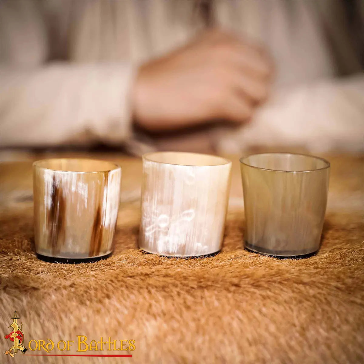 Conjunto de 3 vasos de cuerno vikingo genuino - imagen 6