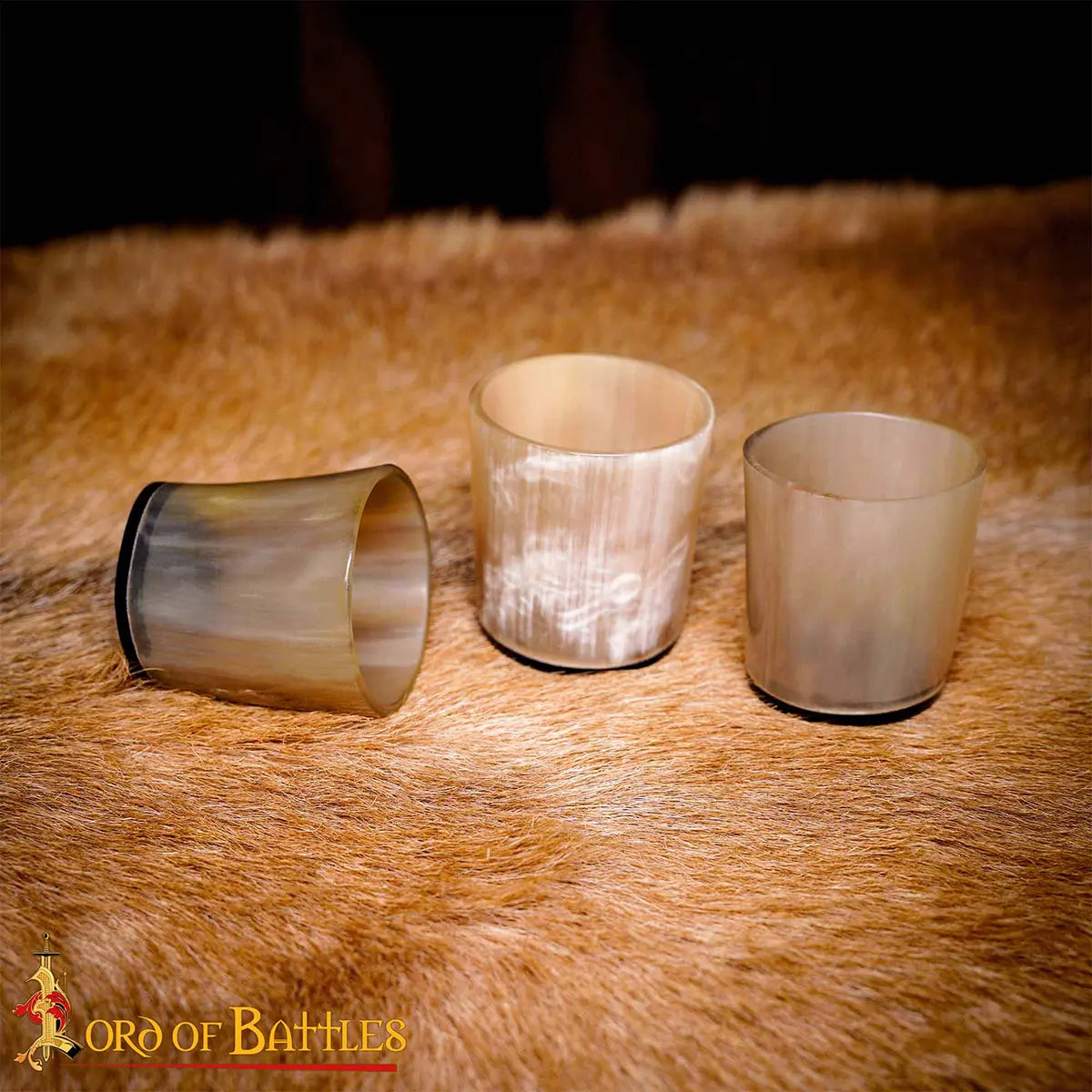 Conjunto de 3 vasos de cuerno vikingo genuino - imagen 9
