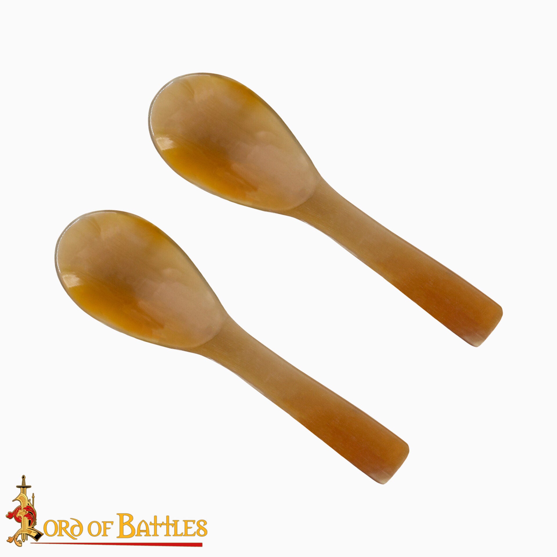 Imagen única de: Juego de 2 Cucharas Medievales de Cuerno de Buey Auténtico