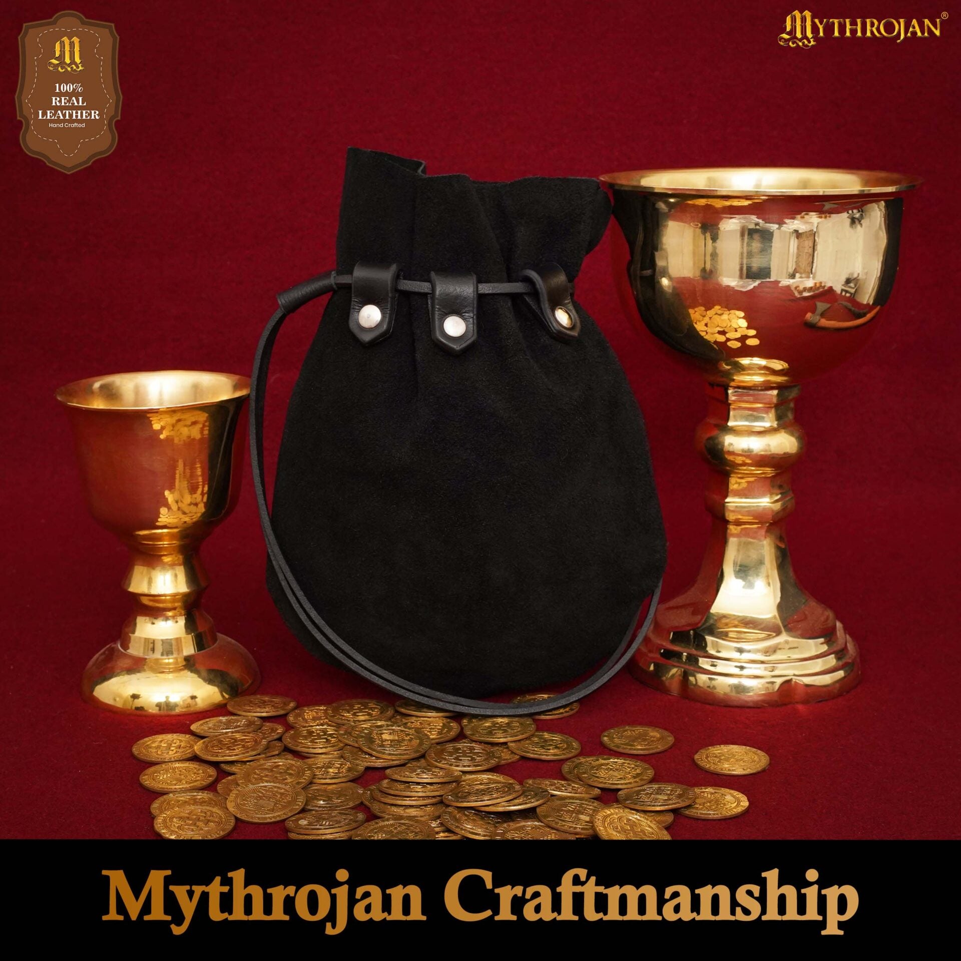 Bolsa de serraje medieval con cordón, monedero renacentista - imagen 15