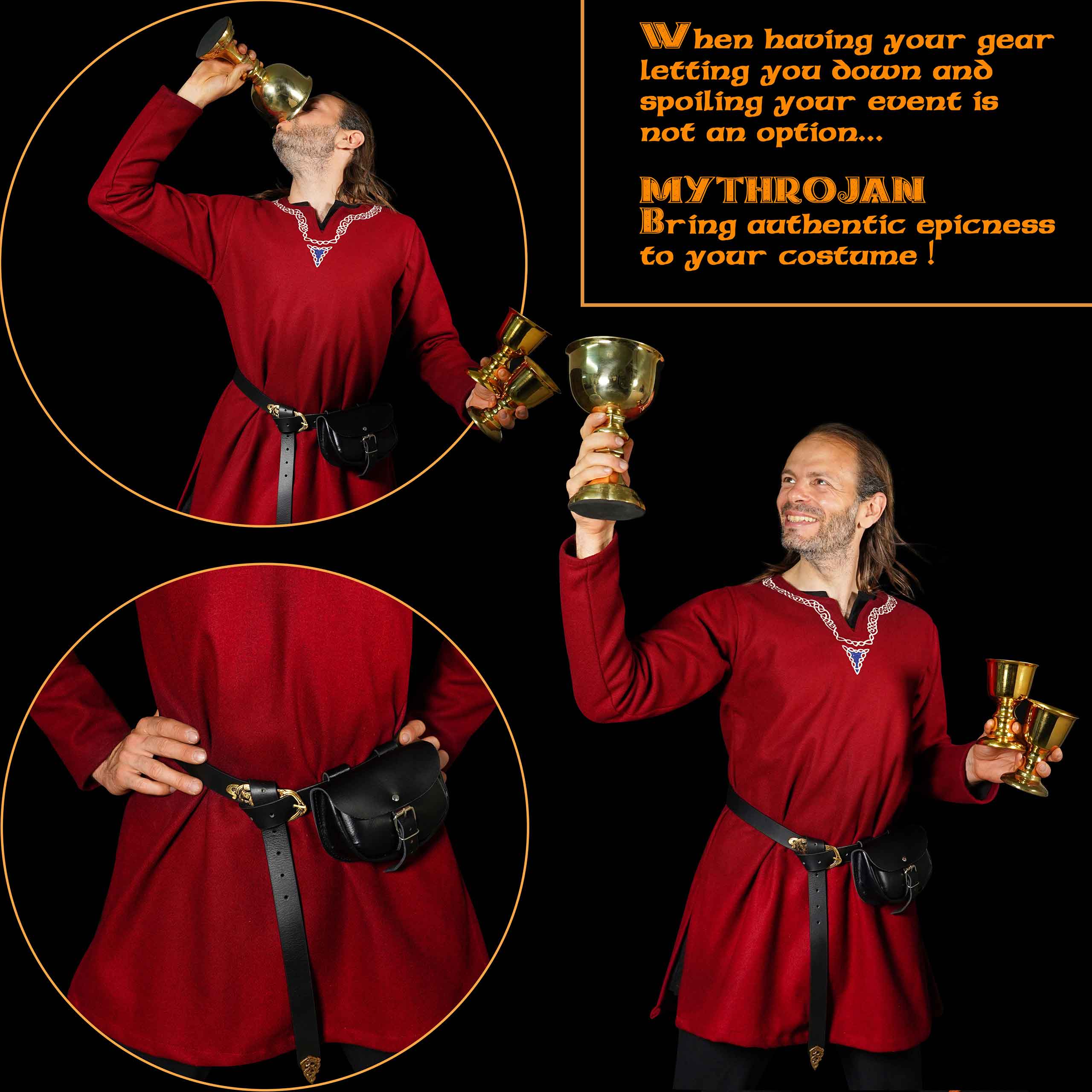 Bolsa de cinturón medieval de cuero para LARP, SCA y Renacimiento - imagen 10