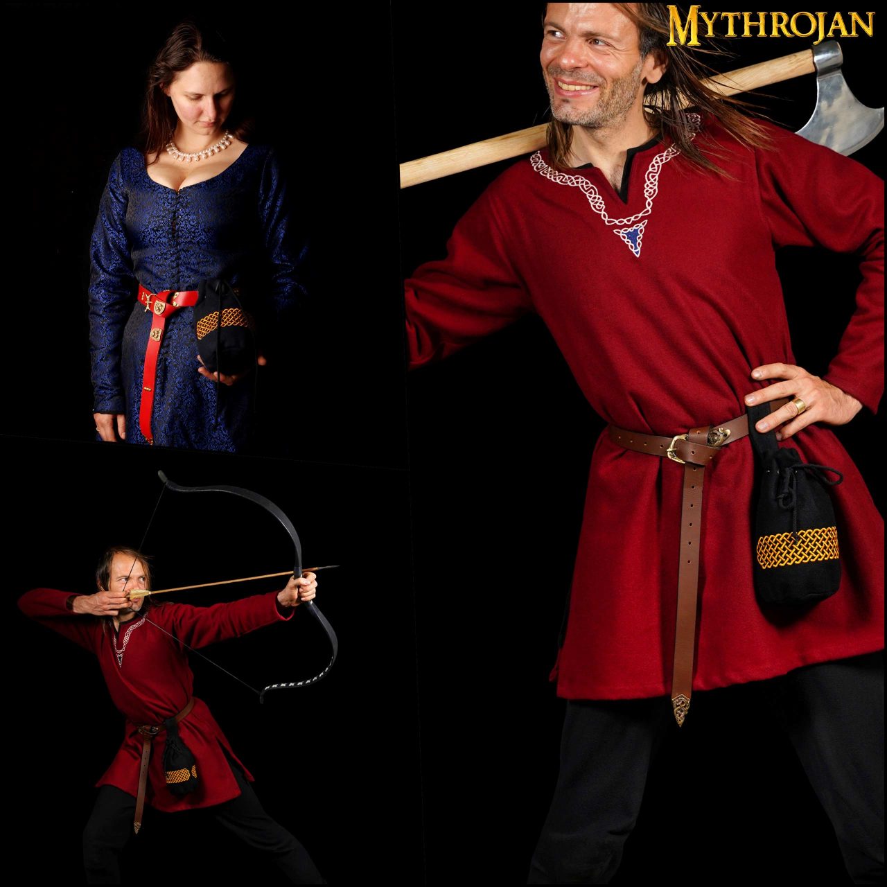 Zurrón medieval de lana bordado con cordón - imagen 11
