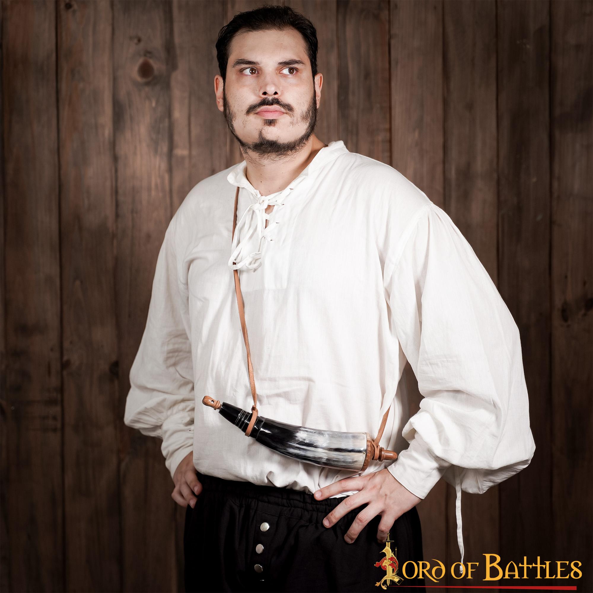 Cuerno de pólvora vikingo funcional (cuerno genuino) - imagen 9