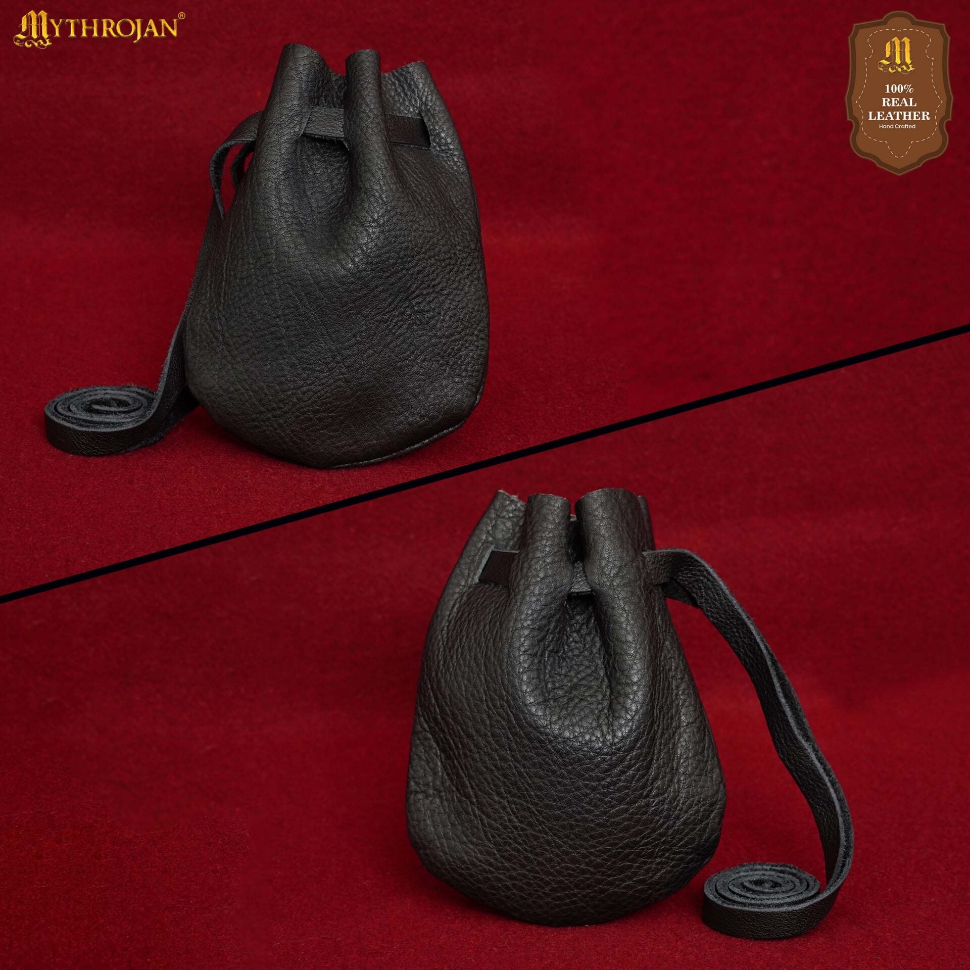 Bolsa medieval de cuero con cordón para LARP y recreación - imagen 10